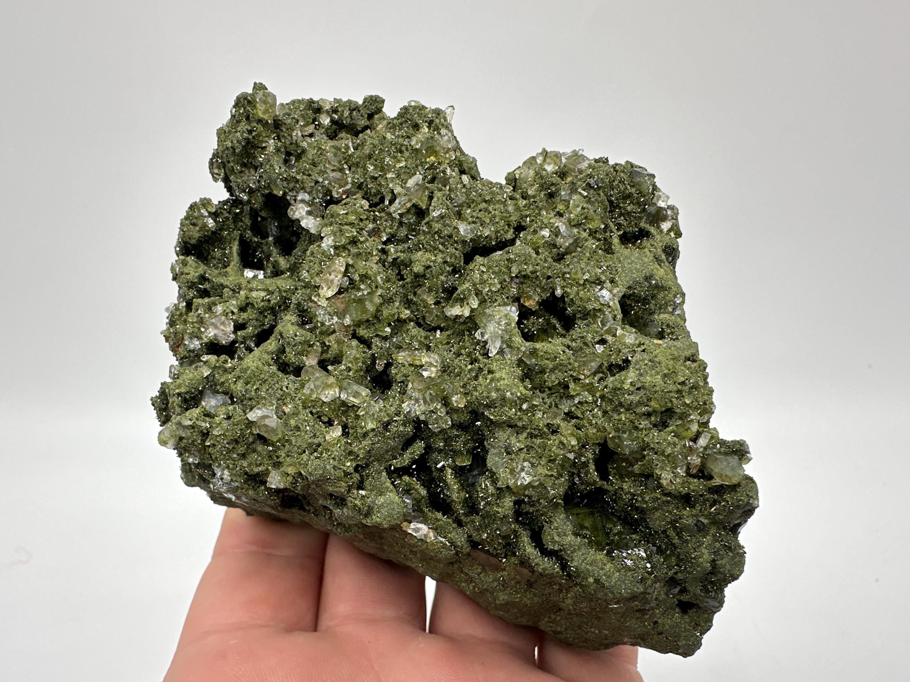 Sparkly Green Epidote with Quartz Crystals - Eastern Anatolian Mineral Decor