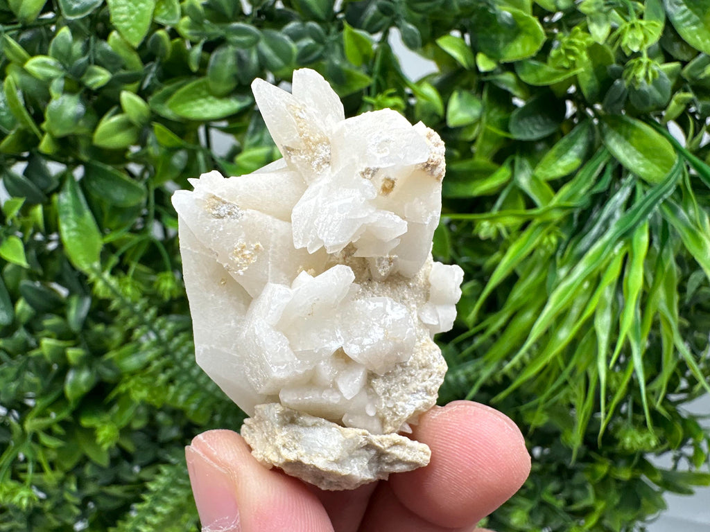 Calcite on Aragonite & Green Quartz: Djurcovo Mine, Bulgaria