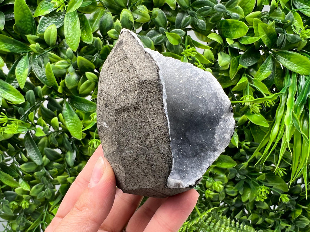 Natural Chalcedony Crystal Geode, India Mineral Specimen, Home Decor