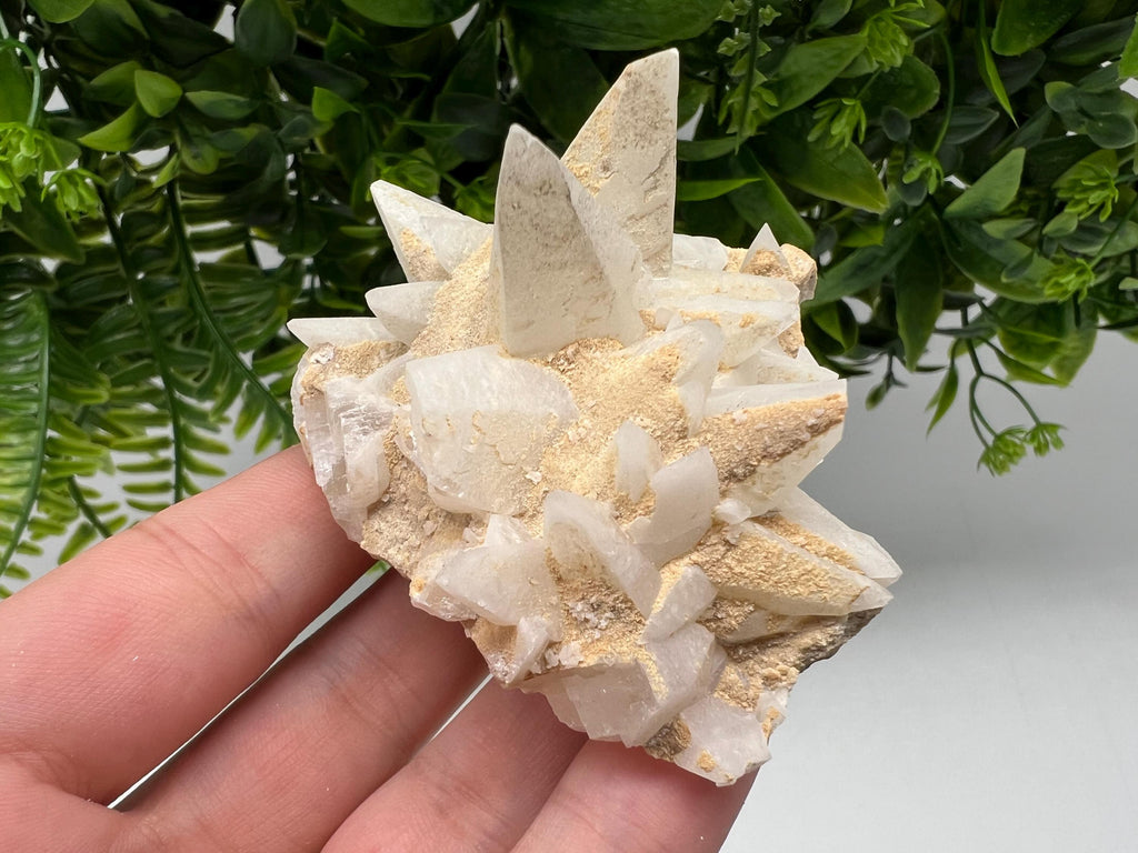 Calcite on Green Quartz: Djurcovo Mine, Bulgaria Healing Crystal