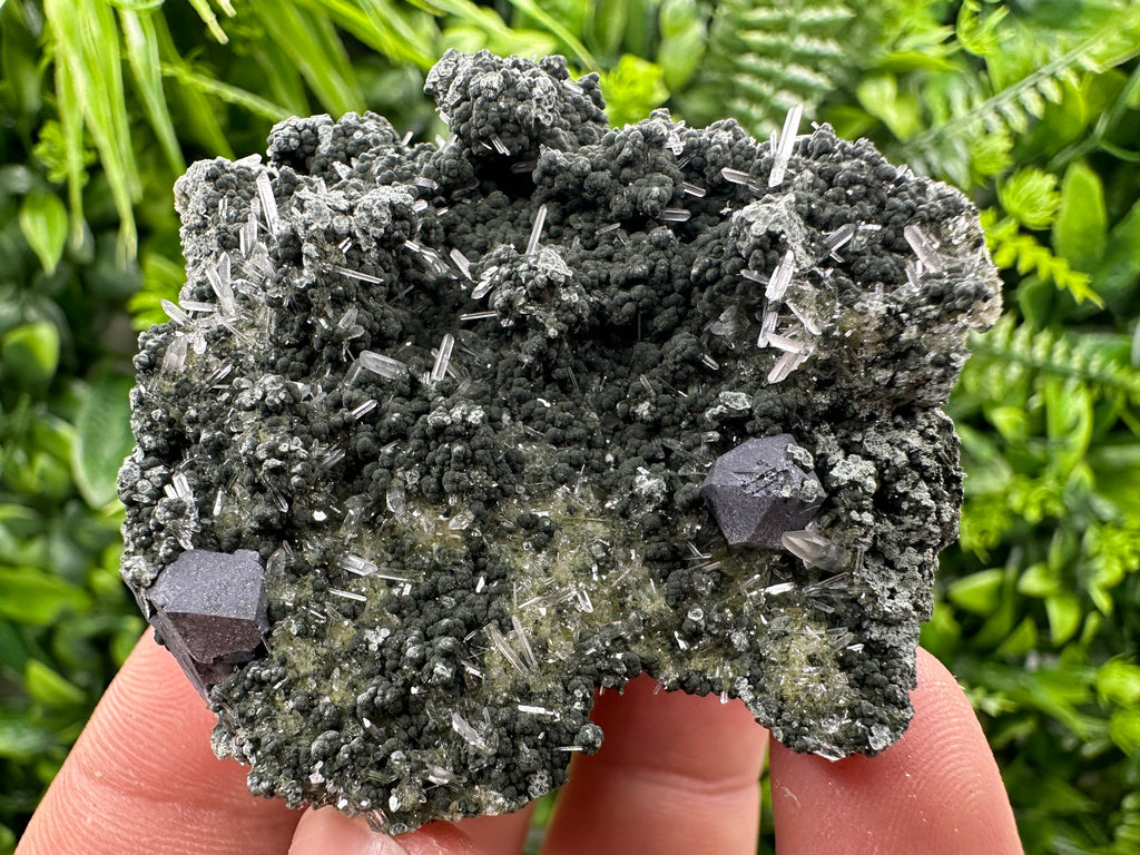 Galena on Green Quartz Crystal, Borieva Mine, Bulgaria