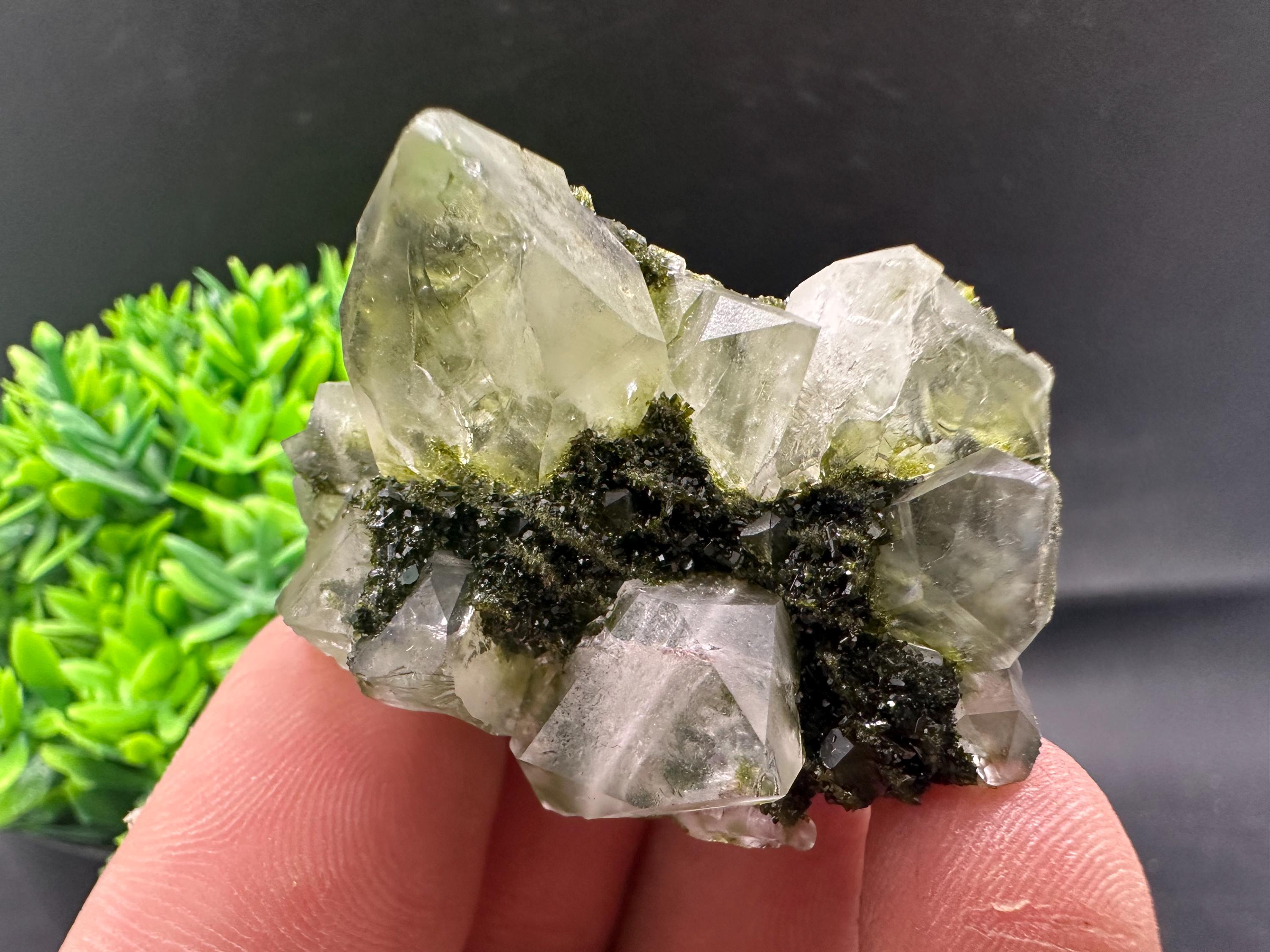 Rare Green Epidote with Quartz Crystals: Eastern Anatolian Decor