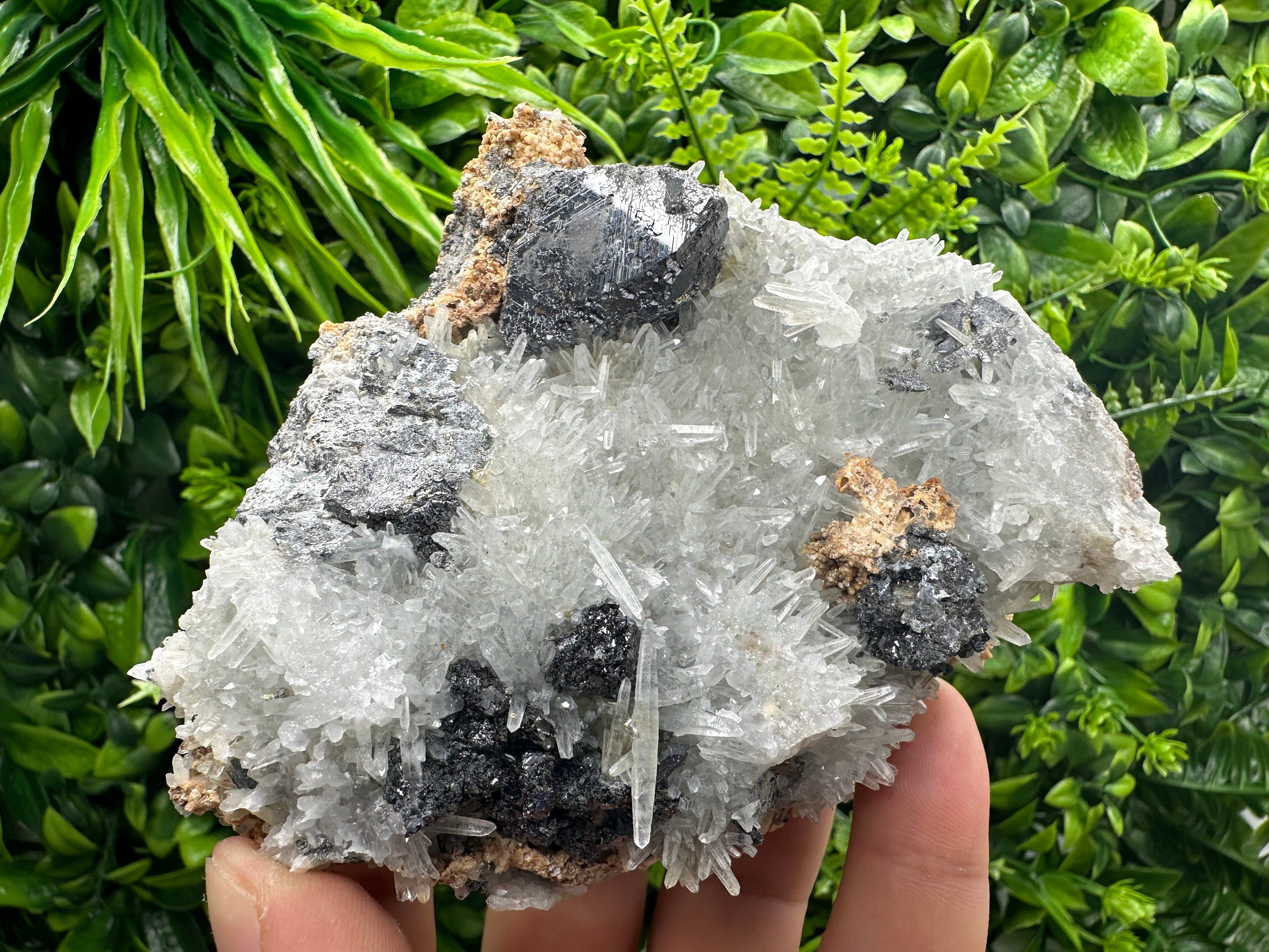 Sphalerite on Green Quartz: Natural Mineral Souvenir from Bulgaria