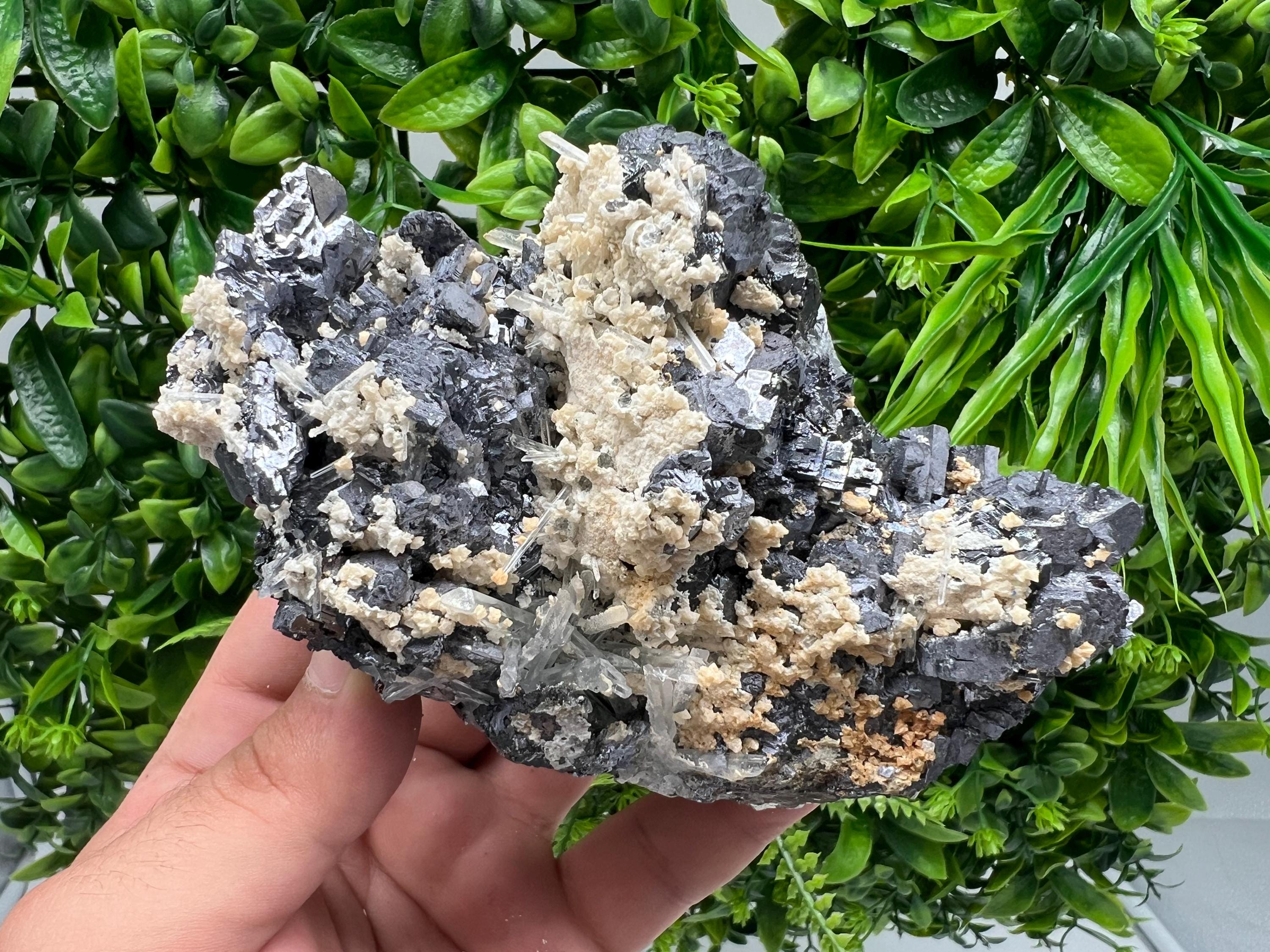 Amazing Galena spinel law on Quartz whit Siderite,from Krushev dol mine,Bulgaria,natural,collection mineral specimen,home decor crystal,souv