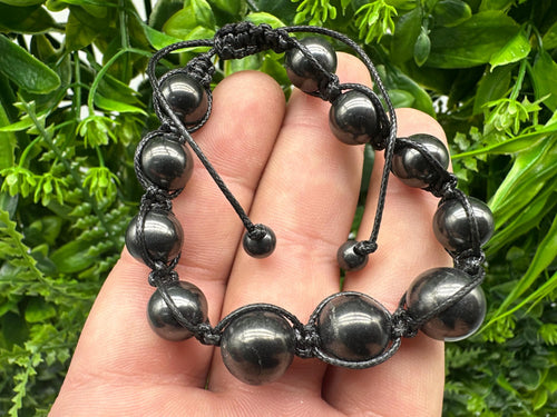 Braided Shungite Bracelet: Adjustable Tie, Men's Stone Jewelry