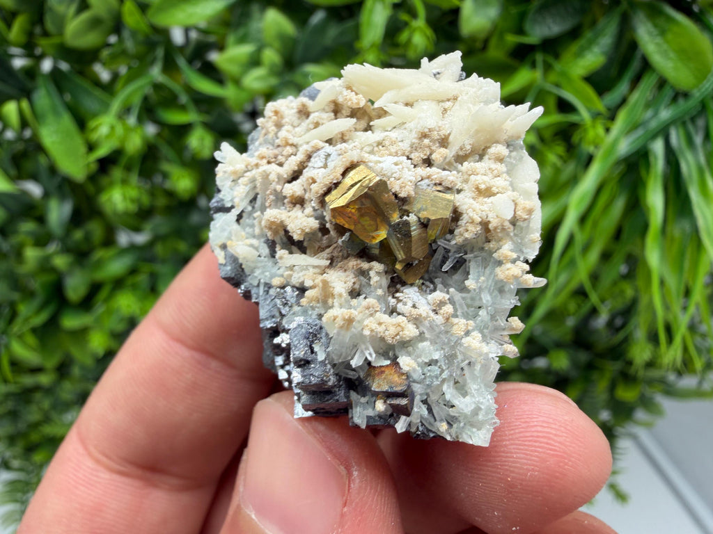 Sphalerite with Calcite Pyrite Mineral Specimen, Madan Bulgaria Collection Stone