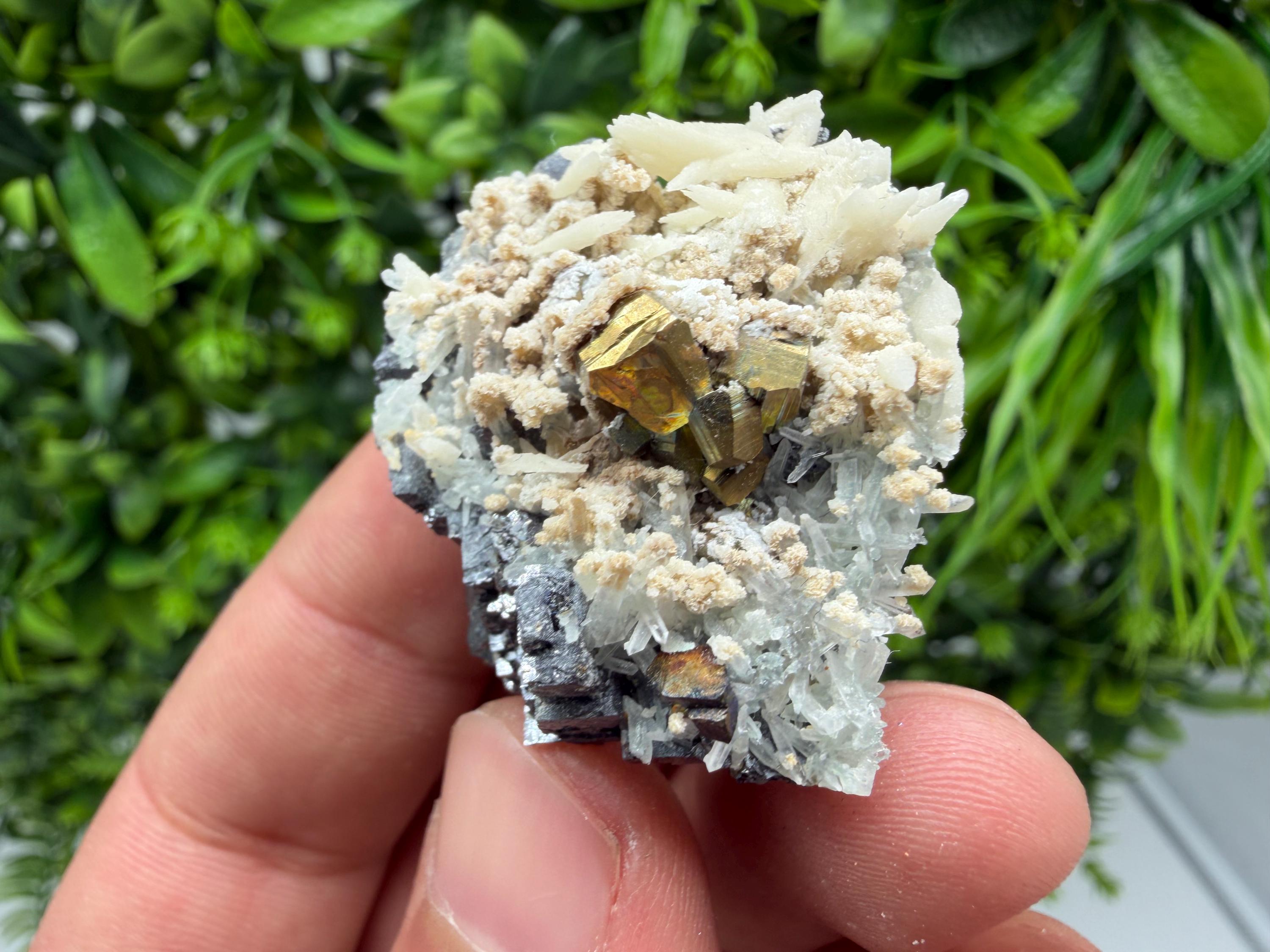 Sphalerite with Calcite Pyrite Mineral Specimen, Madan Bulgaria Collection Stone