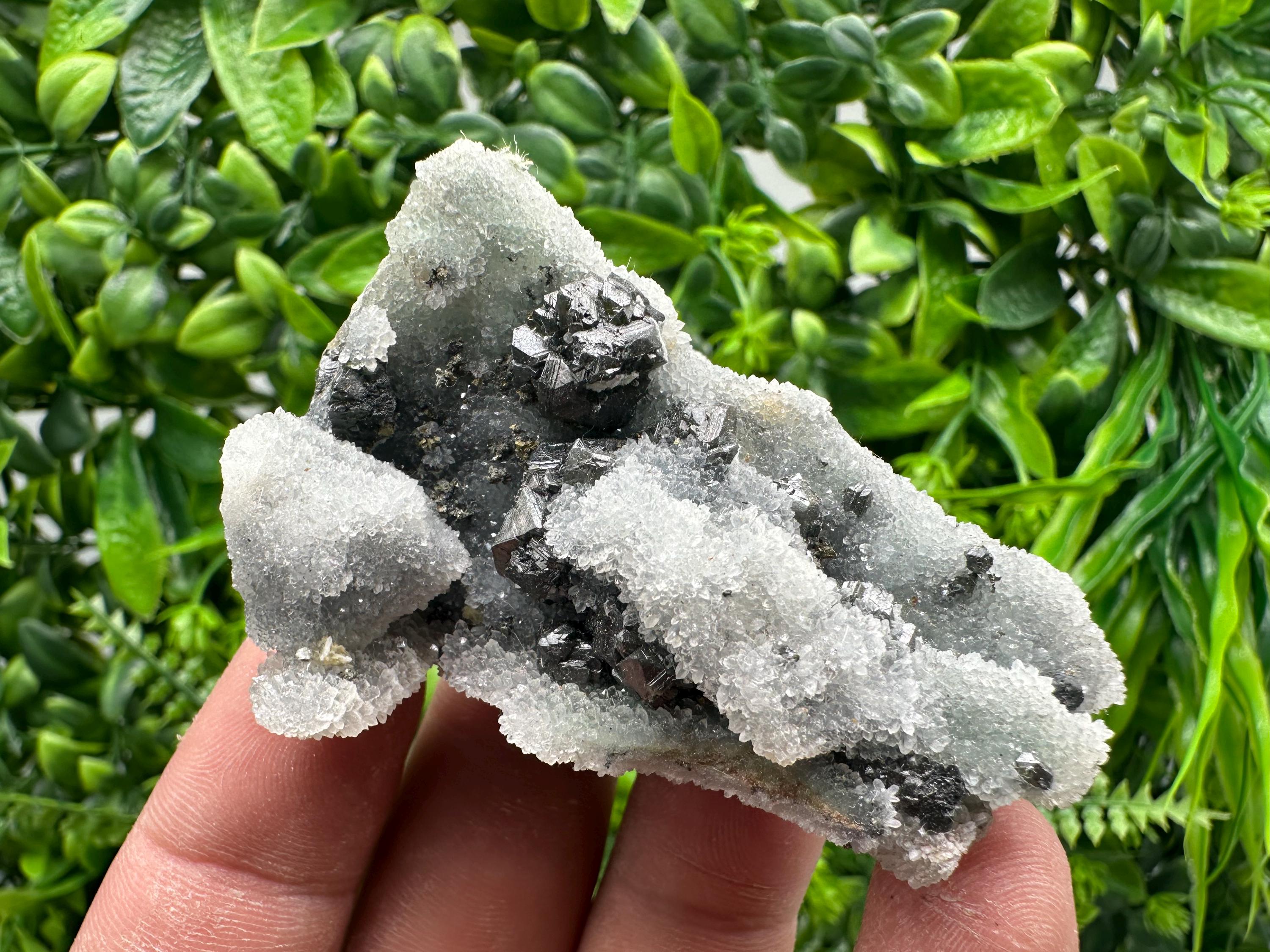 Sphalerite on Green Chalcedony, Krushev Dol Mineral Specimen