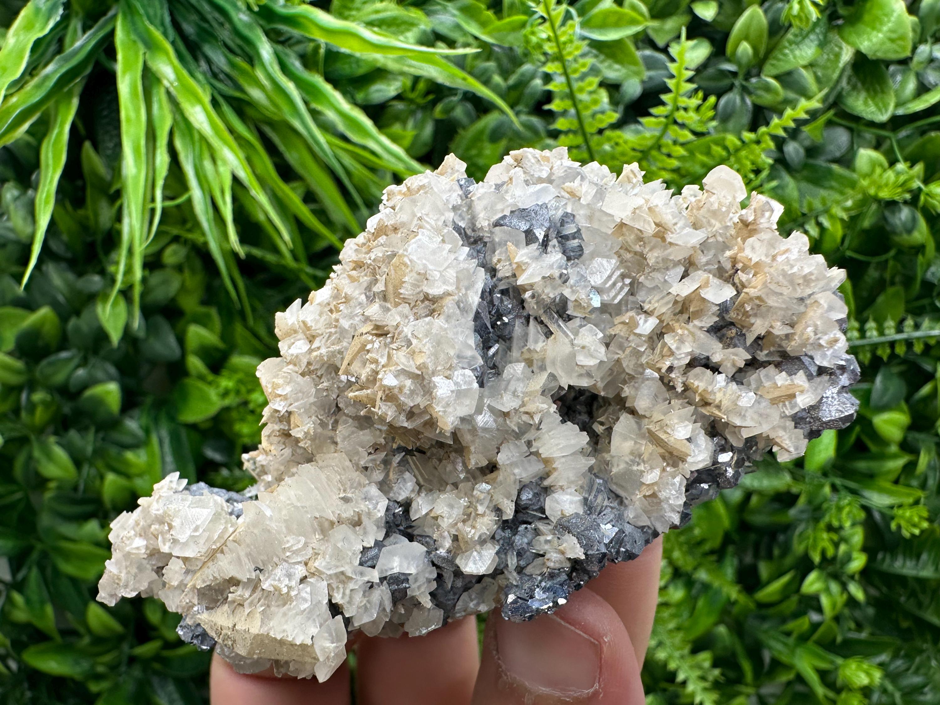 Galena Quartz Calcite Cluster, Bulgaria Mineral Specimen (10/6/4 cm)