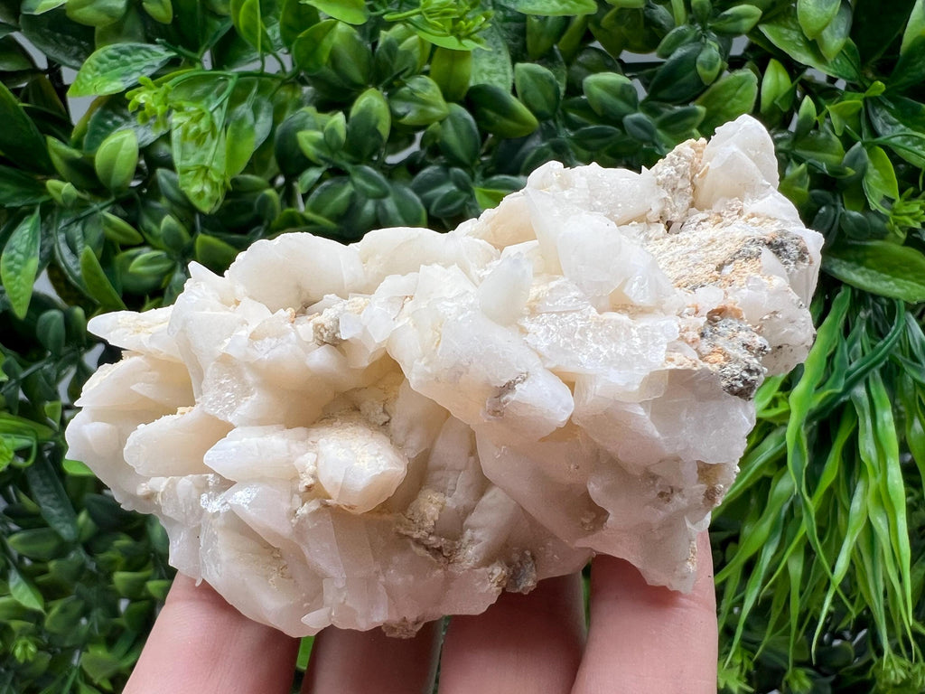 Calcite on Green Quartz: Djurcovo Mine, Bulgaria Healing Crystal
