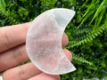 Polished Selenite Moon: Flat Crystal, Strong Energy (5/4cm)