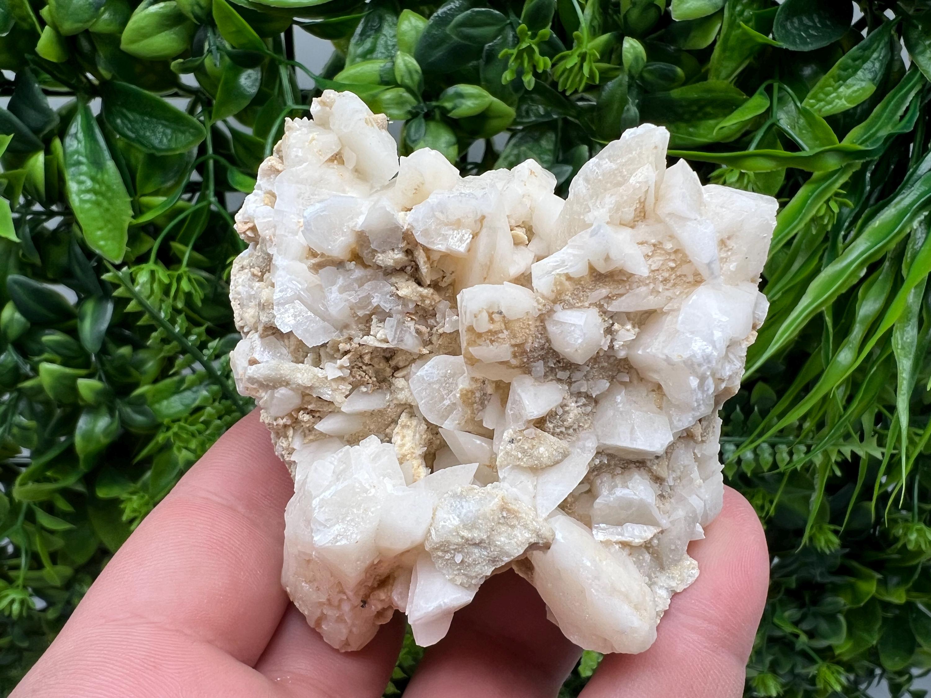 Calcite on Aragonite & Green Quartz: Djurcovo Mine, Bulgaria