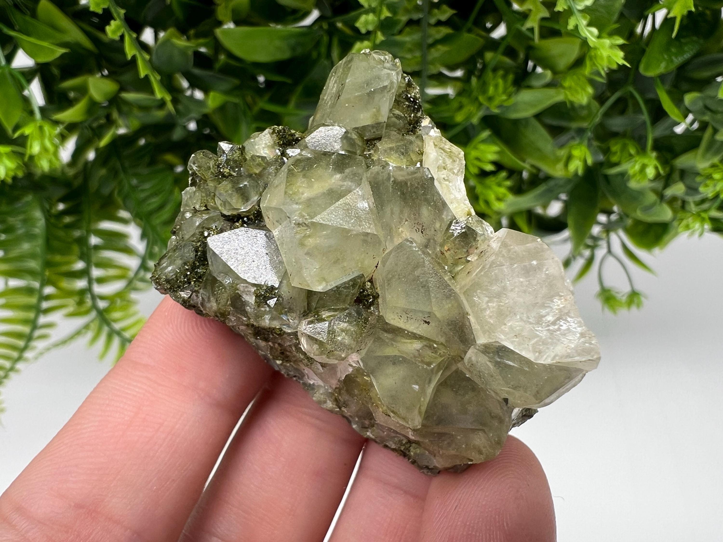 Sparkly Green Epidote with Quartz Crystals, Eastern Anatolian Mineral Decor