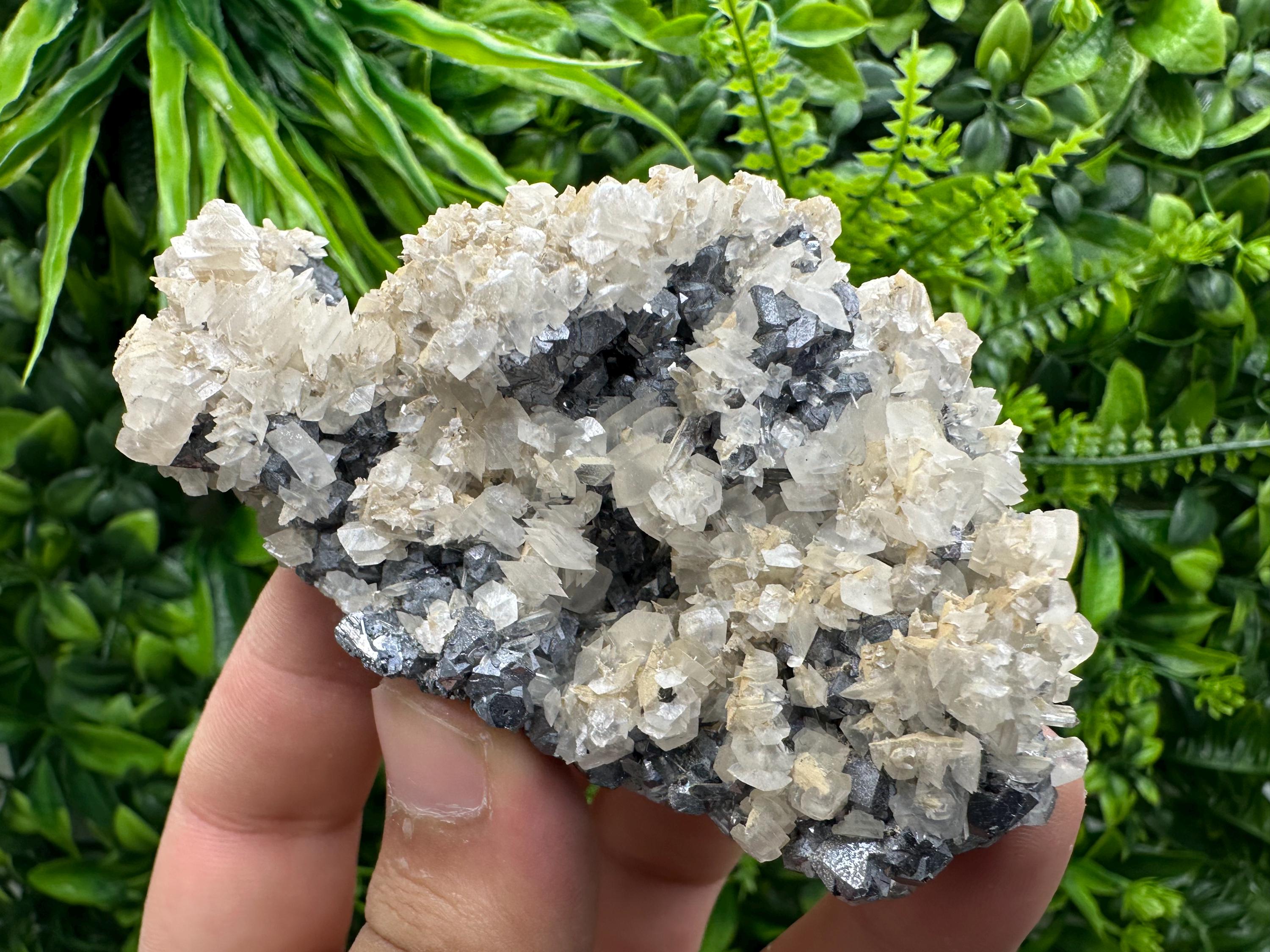 Galena Quartz Calcite Cluster, Bulgaria Mineral Specimen (10/6/4 cm)