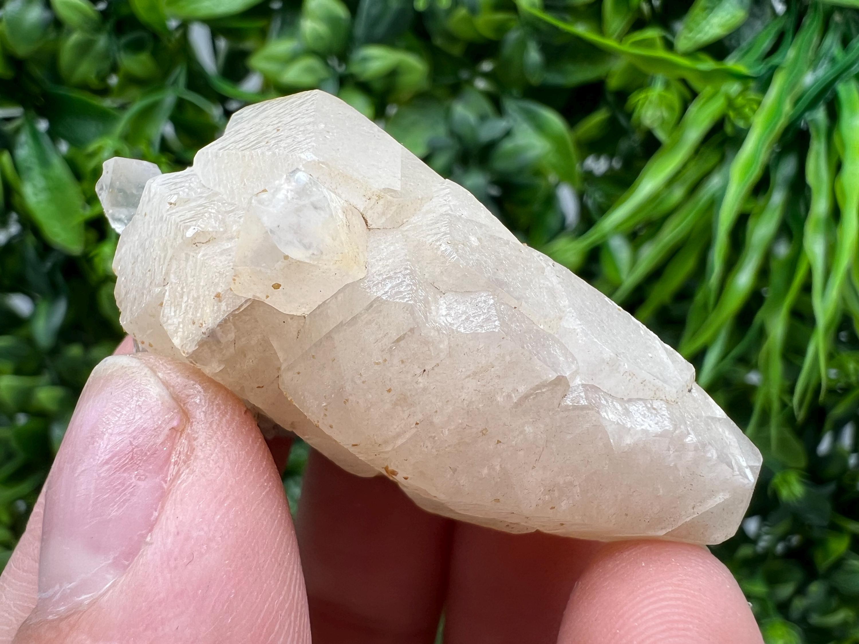 Calcite on Green Quartz: Djurcovo Mine, Bulgaria Healing Crystal