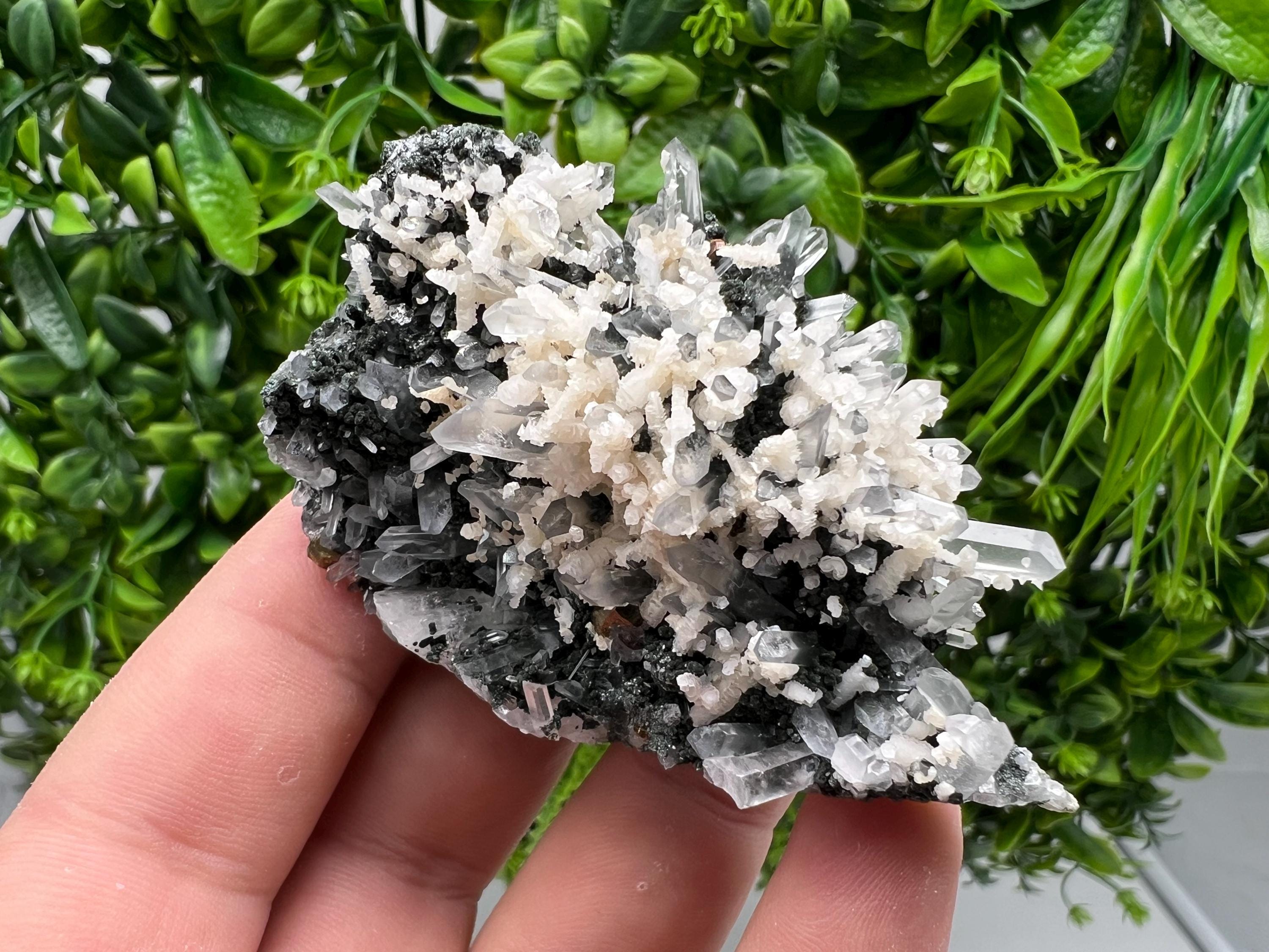 Wonderful Calcite,Quartz on Chlorite matrix,from Borieva mine,Madan,Bulgaria,natural collection mineral specimen,rare crystal,home decor