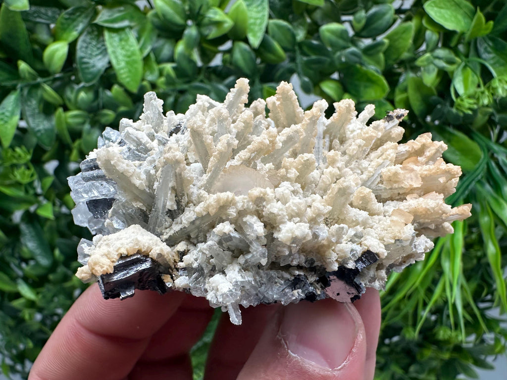 Quartz with Calcite Cluster: Krushev Dol Mine, Bulgaria