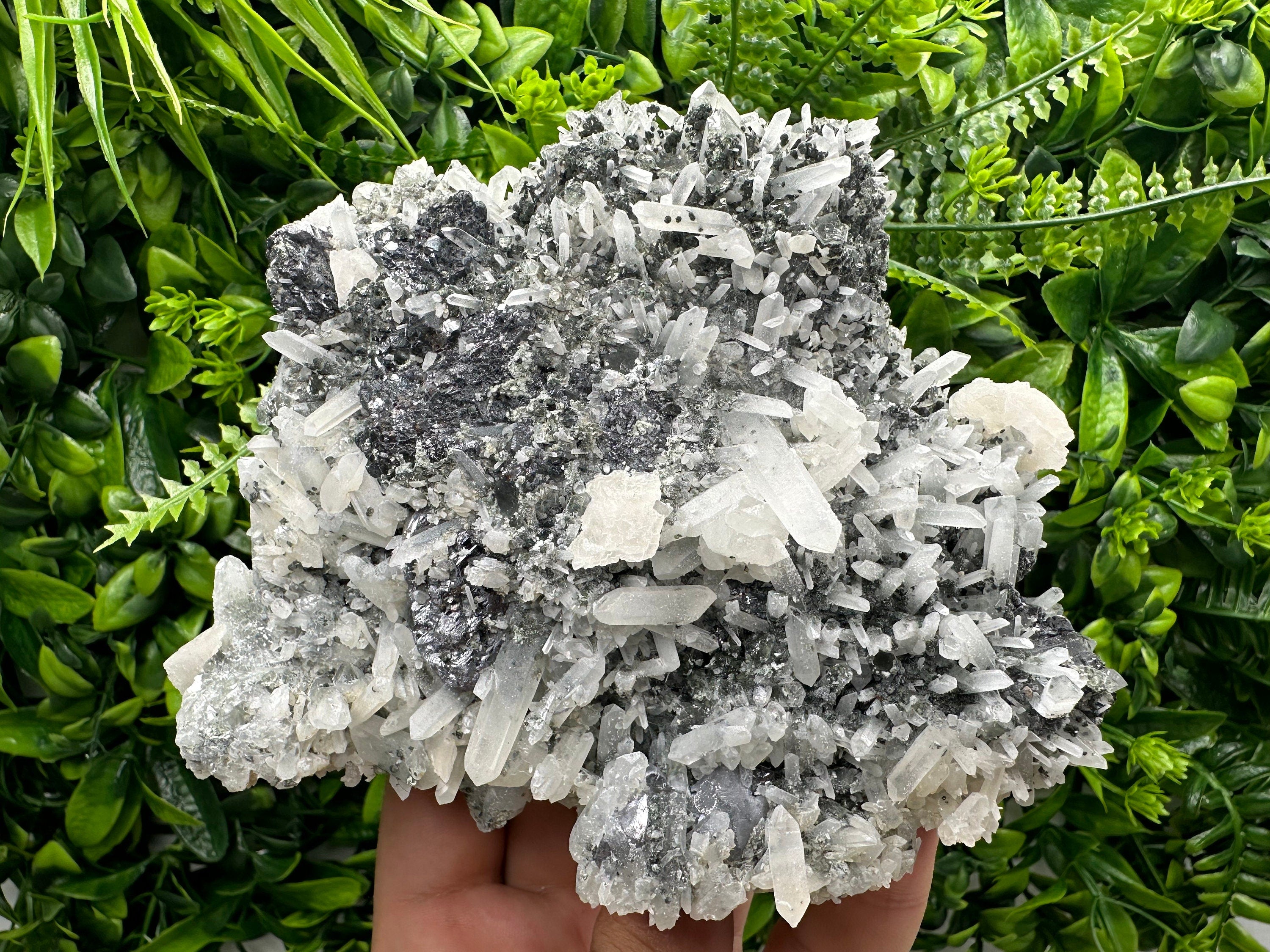 Sphalerite Calcite on Quartz, Borieva Mine Mineral Specimen