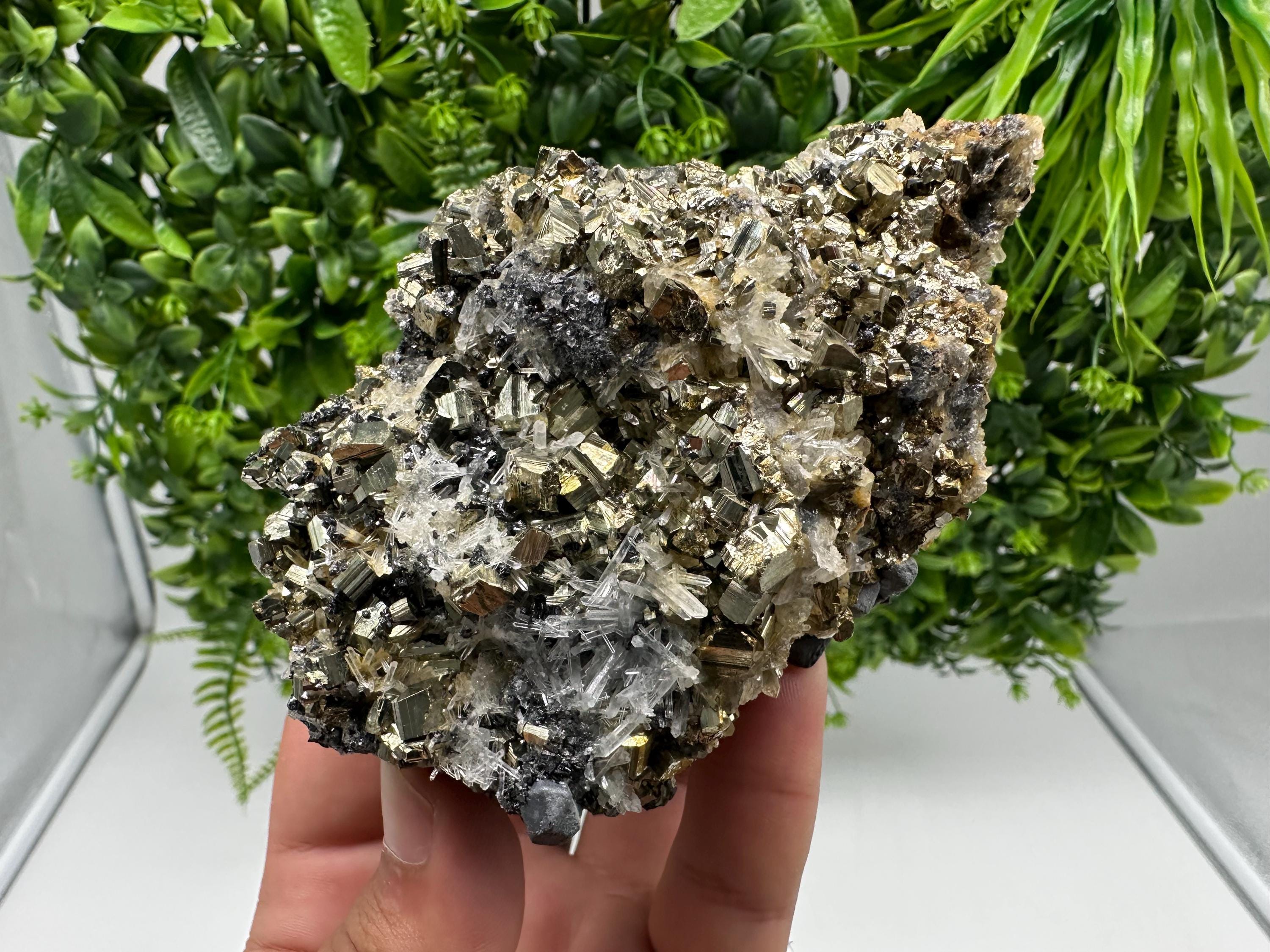 Wonderful Rainbow Pyrite on Quartz whit Oxide,natural minerals souvenir crystal,home decor,collection stone,rare minerals,Borieva Bulgaria