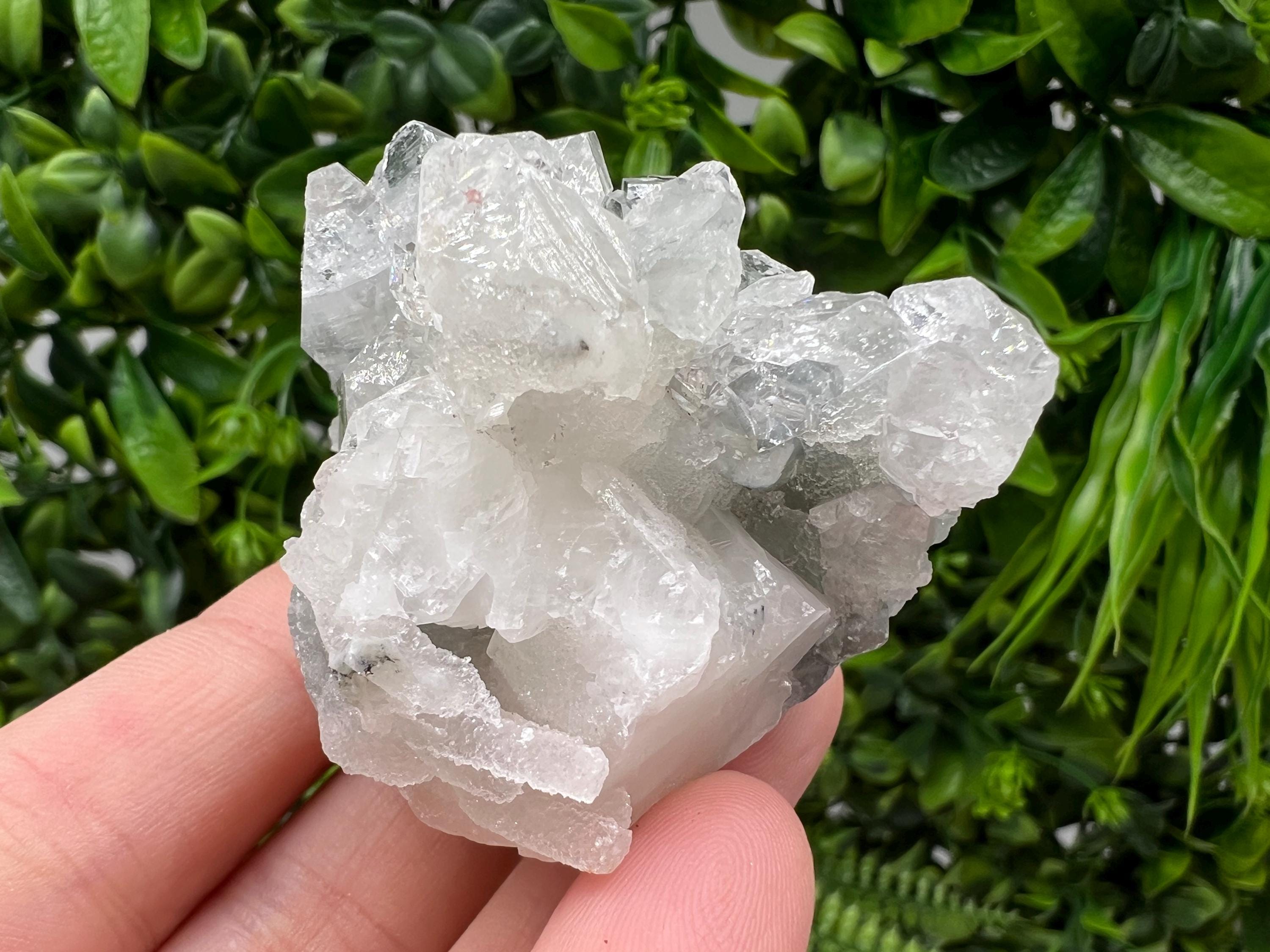 Transparent Apophyllite on Chalcedony, Natural Crystal Specimen, India Minerals