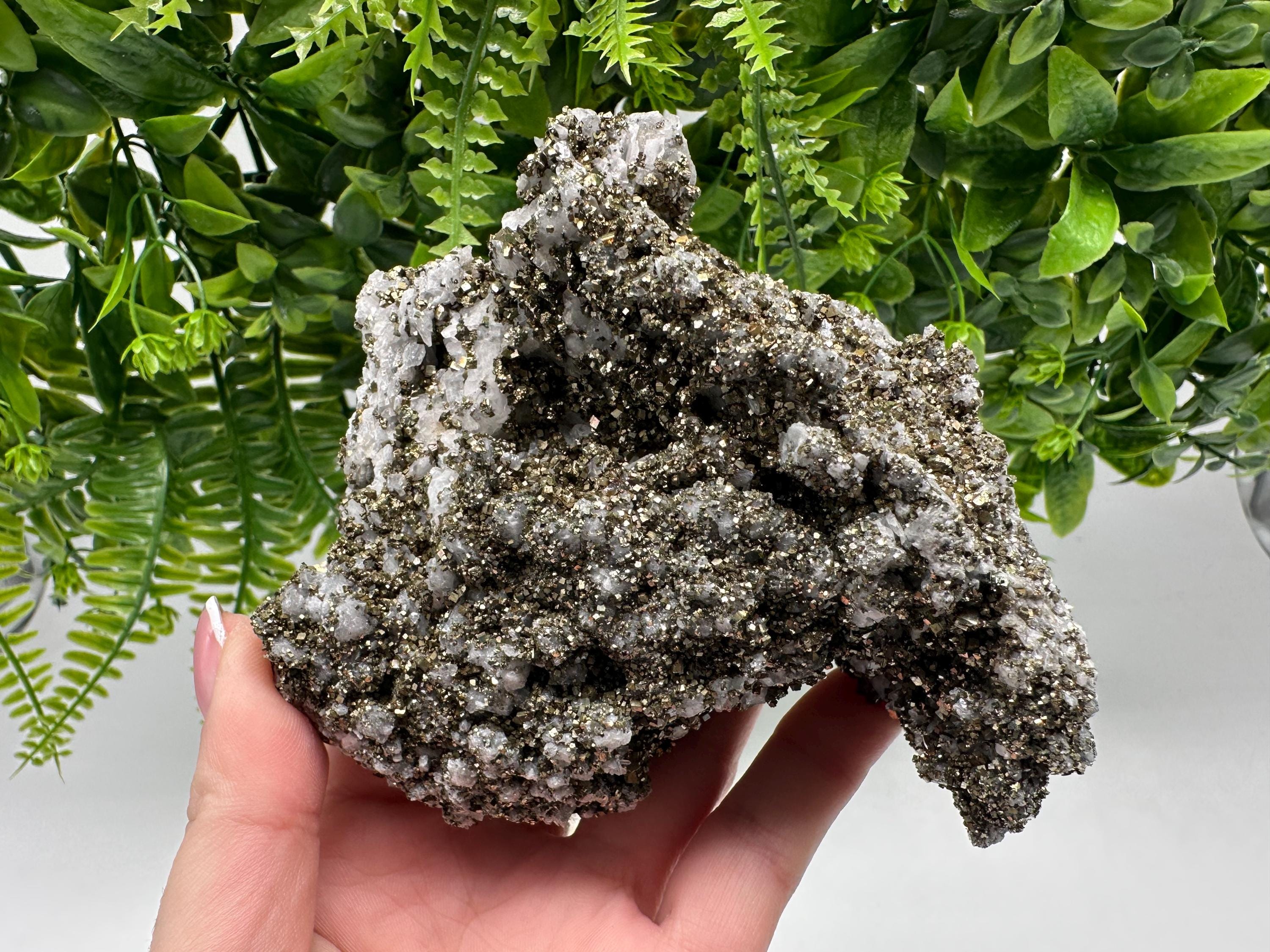 Stunning Pyrite on Quartz,Calcite from Borieva mine,Madan,Bulgaria,natural,collectible mineral specimen,home decor stone,collection crystal