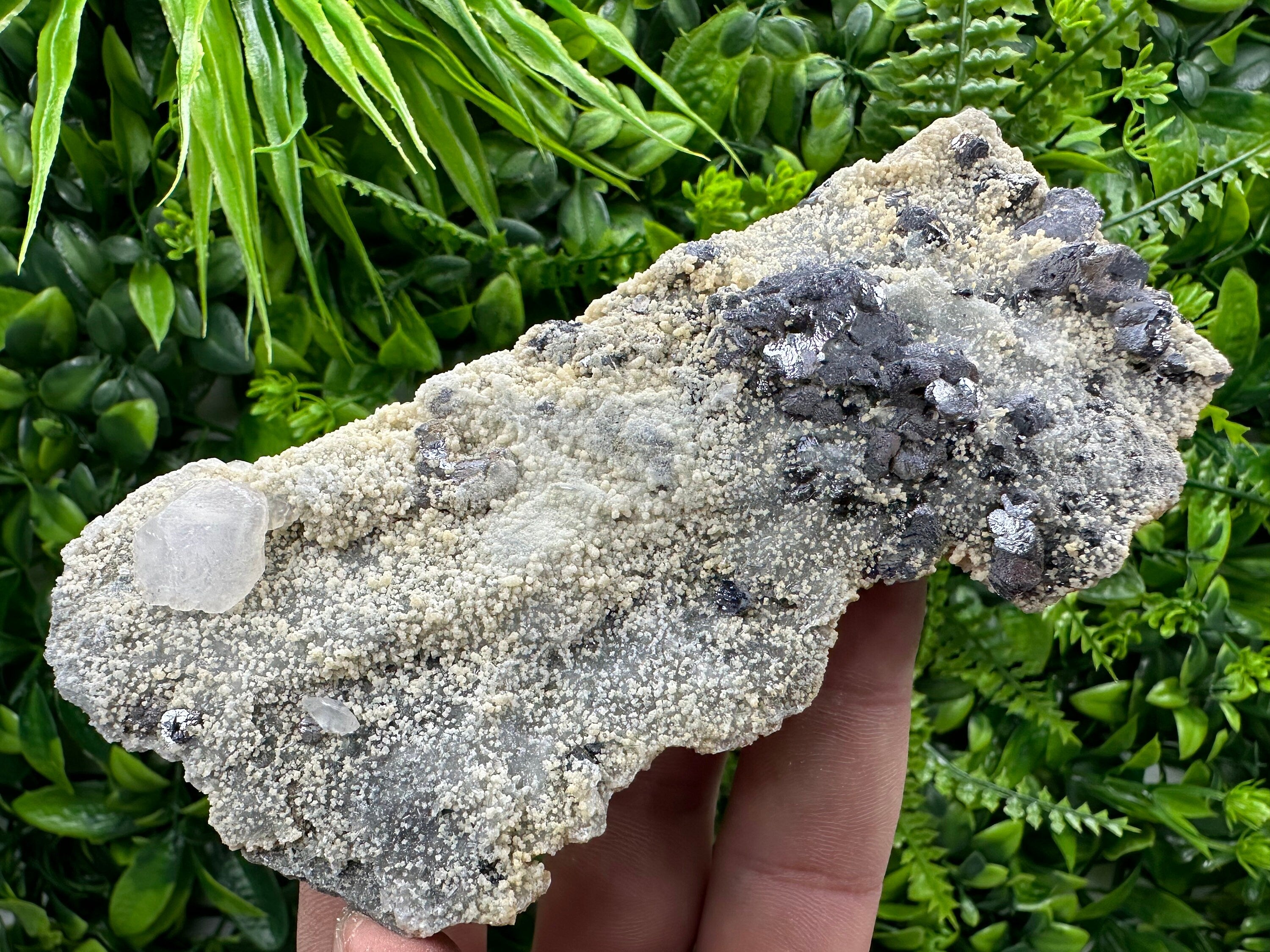 Galena Calcite Sphalerite on Quartz, Borieva Mine Mineral Specimen