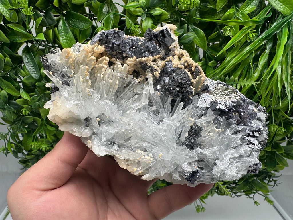 Galena Spinel Law on Quartz with Siderite, Krushev dol Mine, Bulgaria
