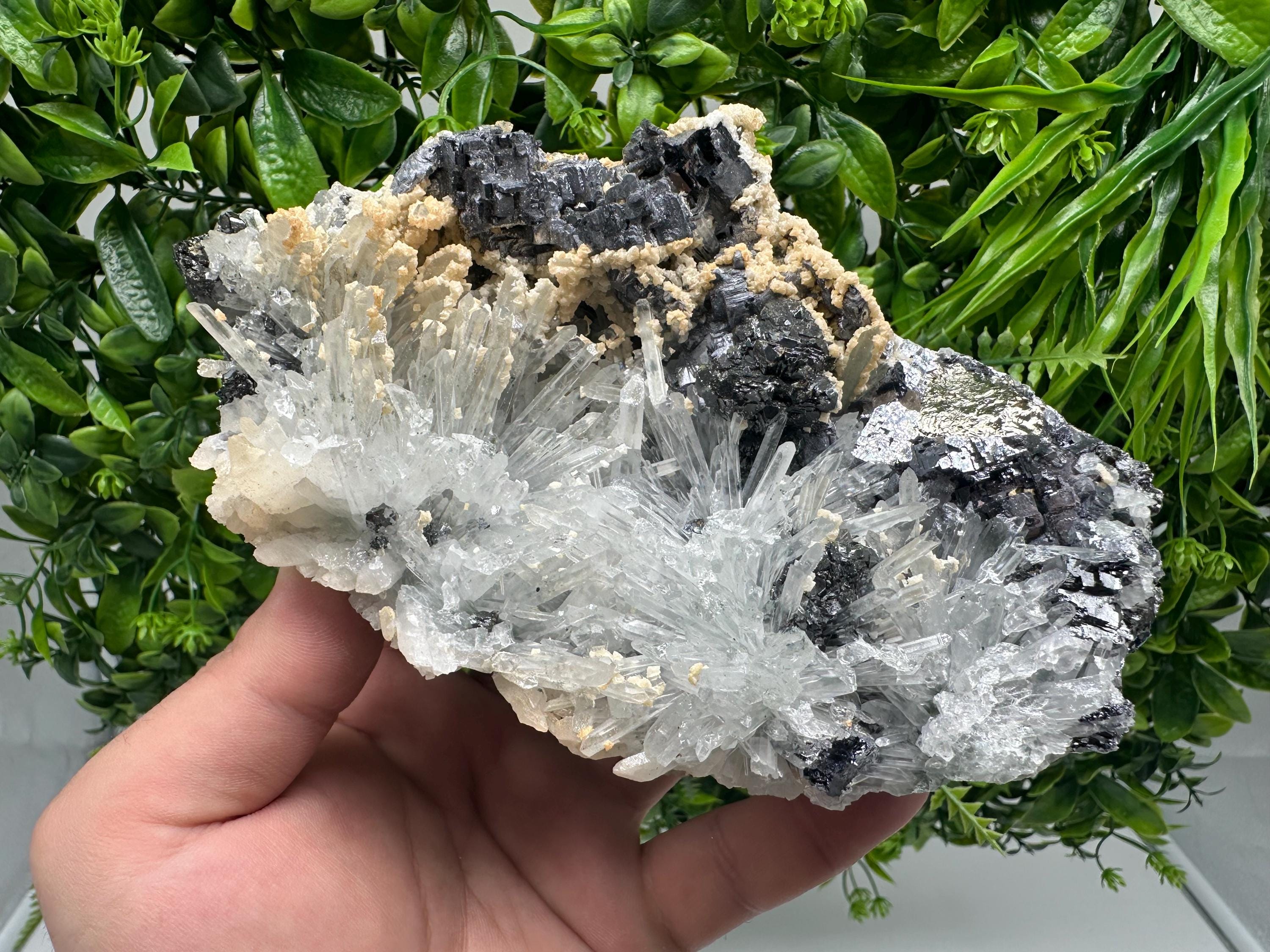 Galena Spinel Law on Quartz with Siderite, Krushev dol Mine, Bulgaria
