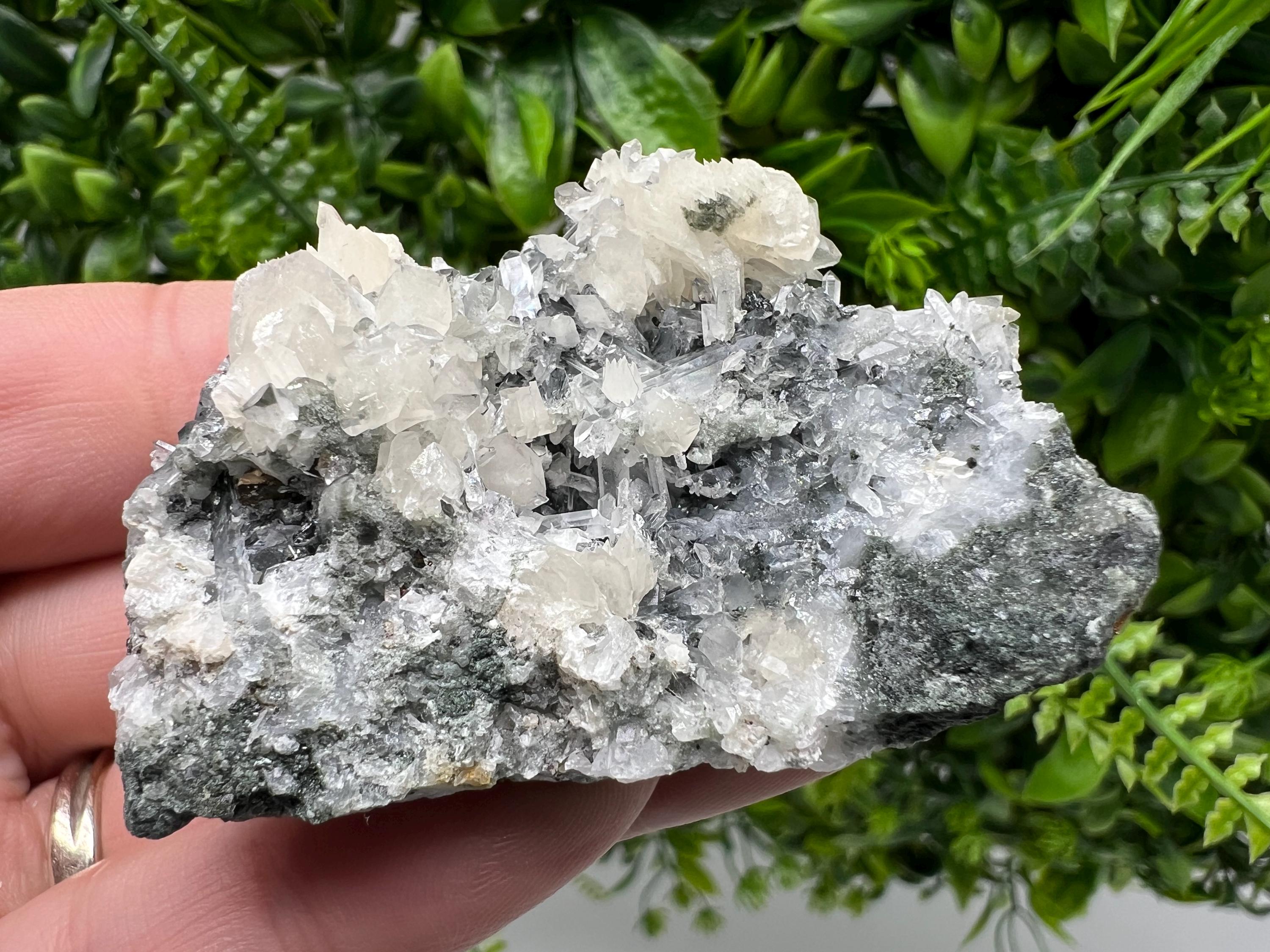 Calcite on Quartz Specimen: Borieva Mine, Bulgaria