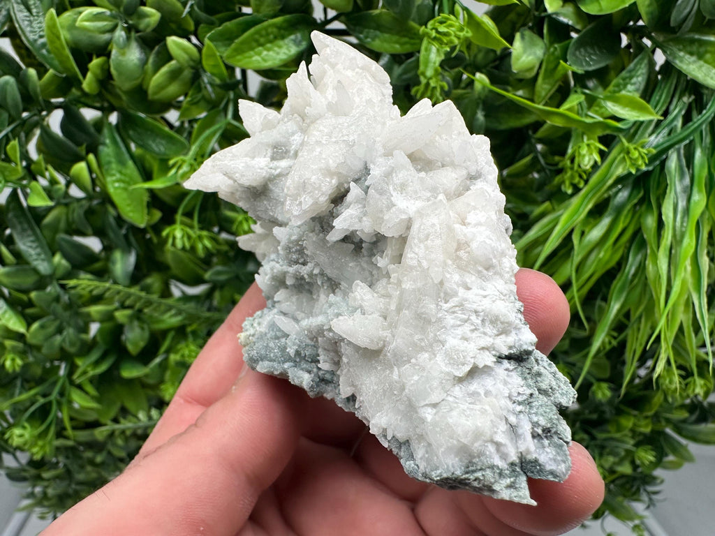 Calcite on Green Quartz: Laki Bulgaria Healing Crystal