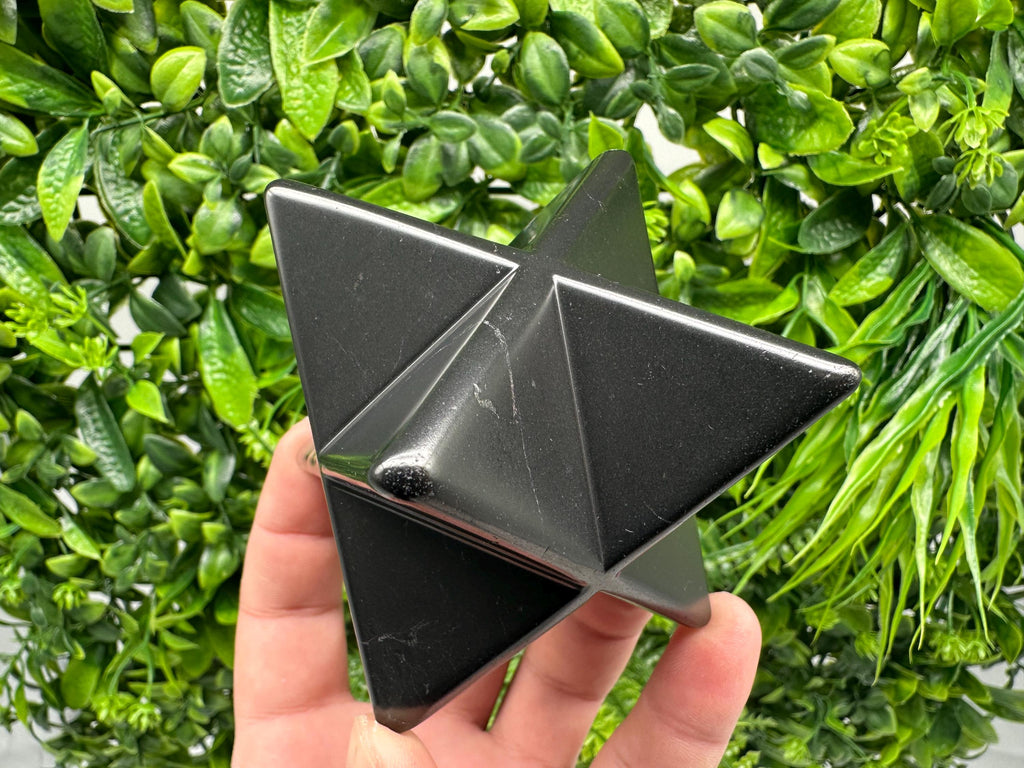 Polished Shungite Merkaba Star, Authentic Crystal, Reiki Healing
