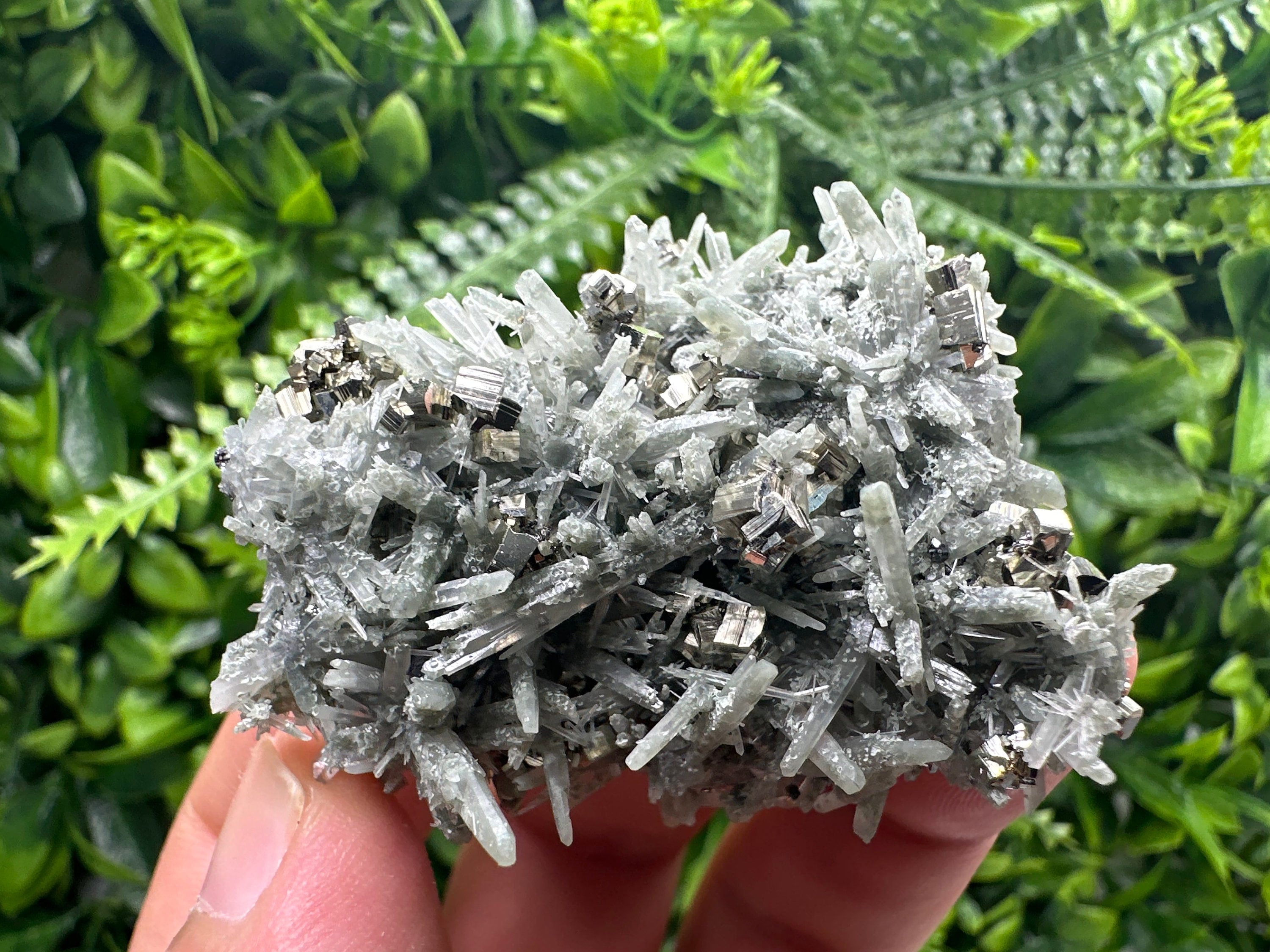 Sphalerite Pyrite on Green Quartz, Bulgaria Mineral Specimen