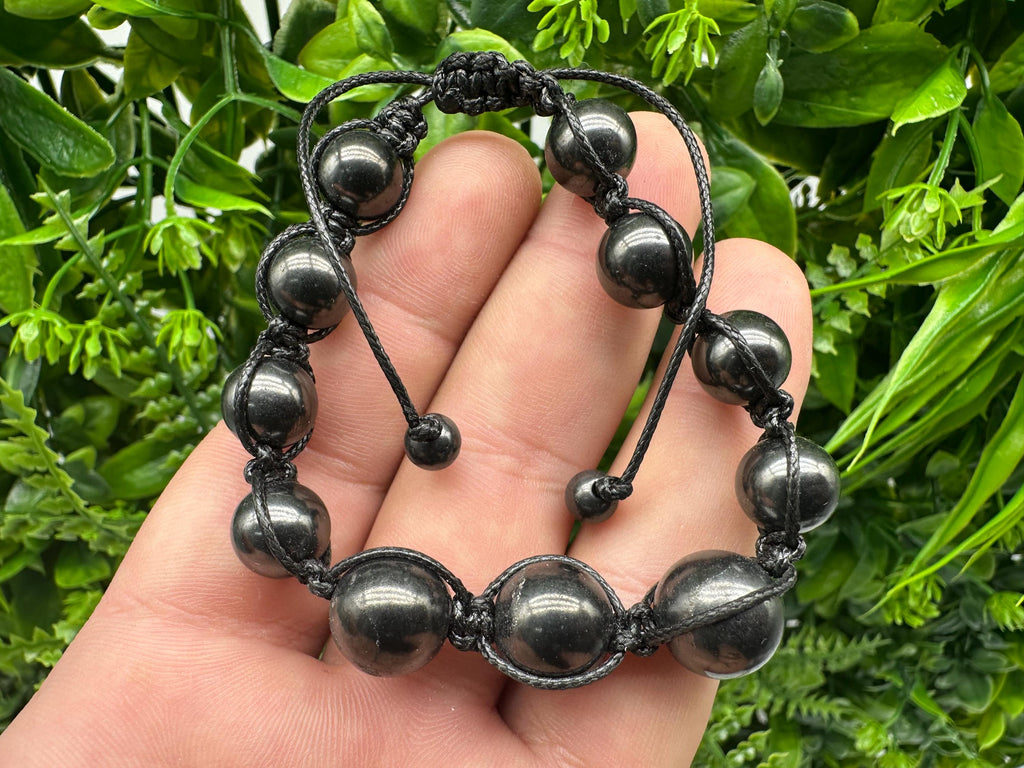 Braided Shungite Bracelet: Adjustable Tie, Men's Stone Jewelry