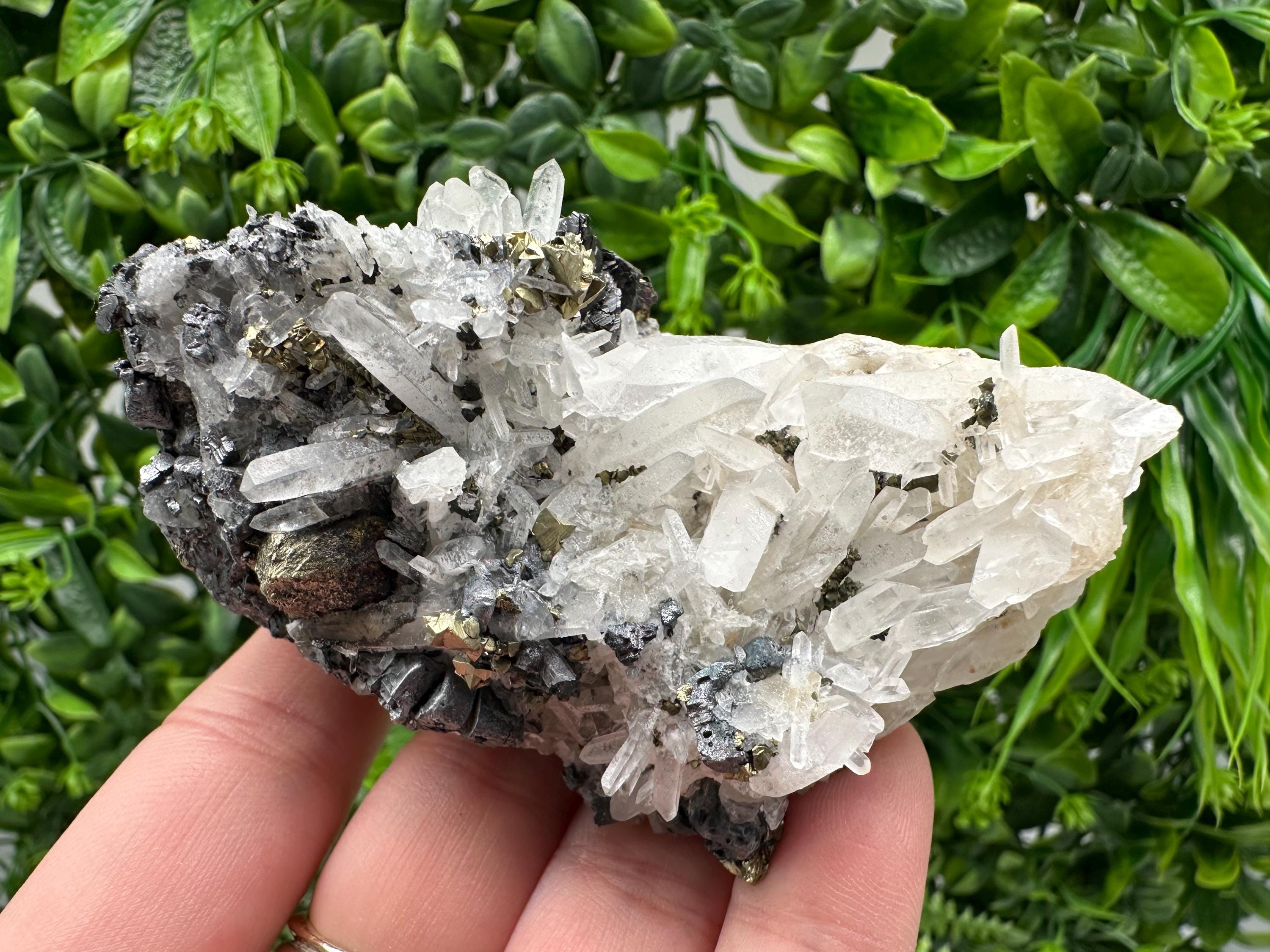 Wonderful Sphalerite Chalcopyrite on  Quartz whit Galena feom 9 th September mine,Bulgaria,natural,collection mineral specimen,gift