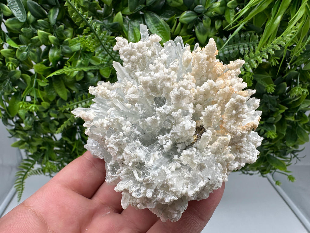 Quartz with Calcite Cluster: Krushev Dol Mine, Bulgaria