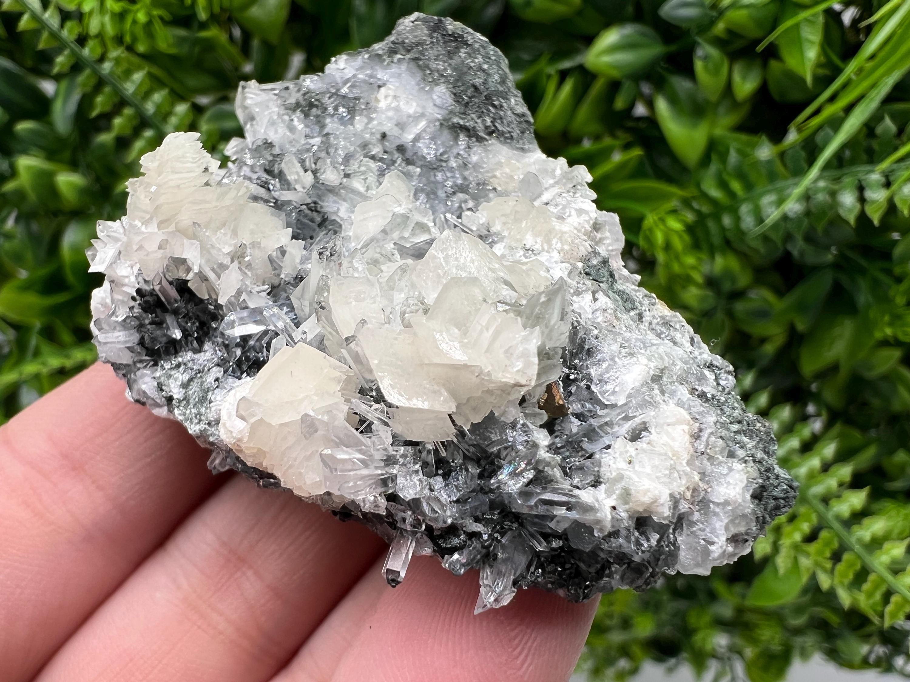 Calcite on Quartz Specimen: Borieva Mine, Bulgaria