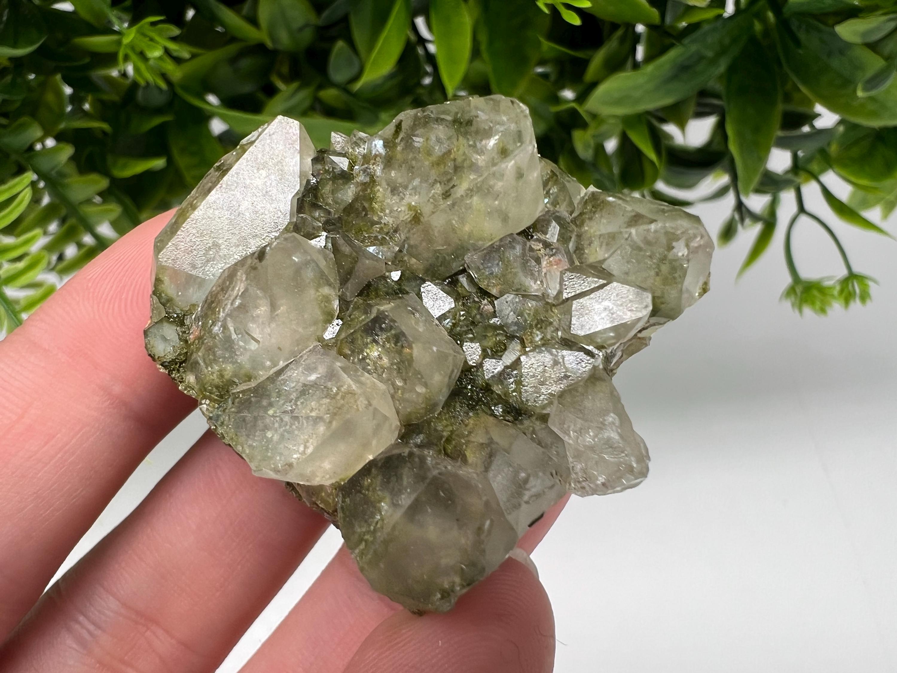 Sparkly Green Epidote with Quartz Crystals – Eastern Anatolian Mineral