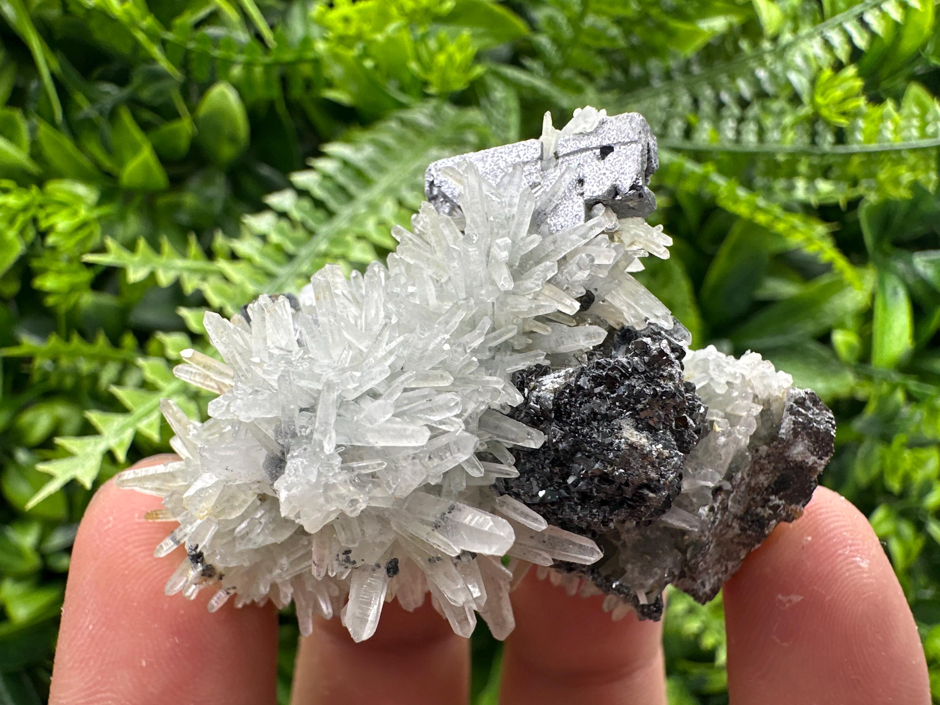 Skeleton Galena, Sphalerite on Quartz Cluster, Bulgaria Mineral Specimen