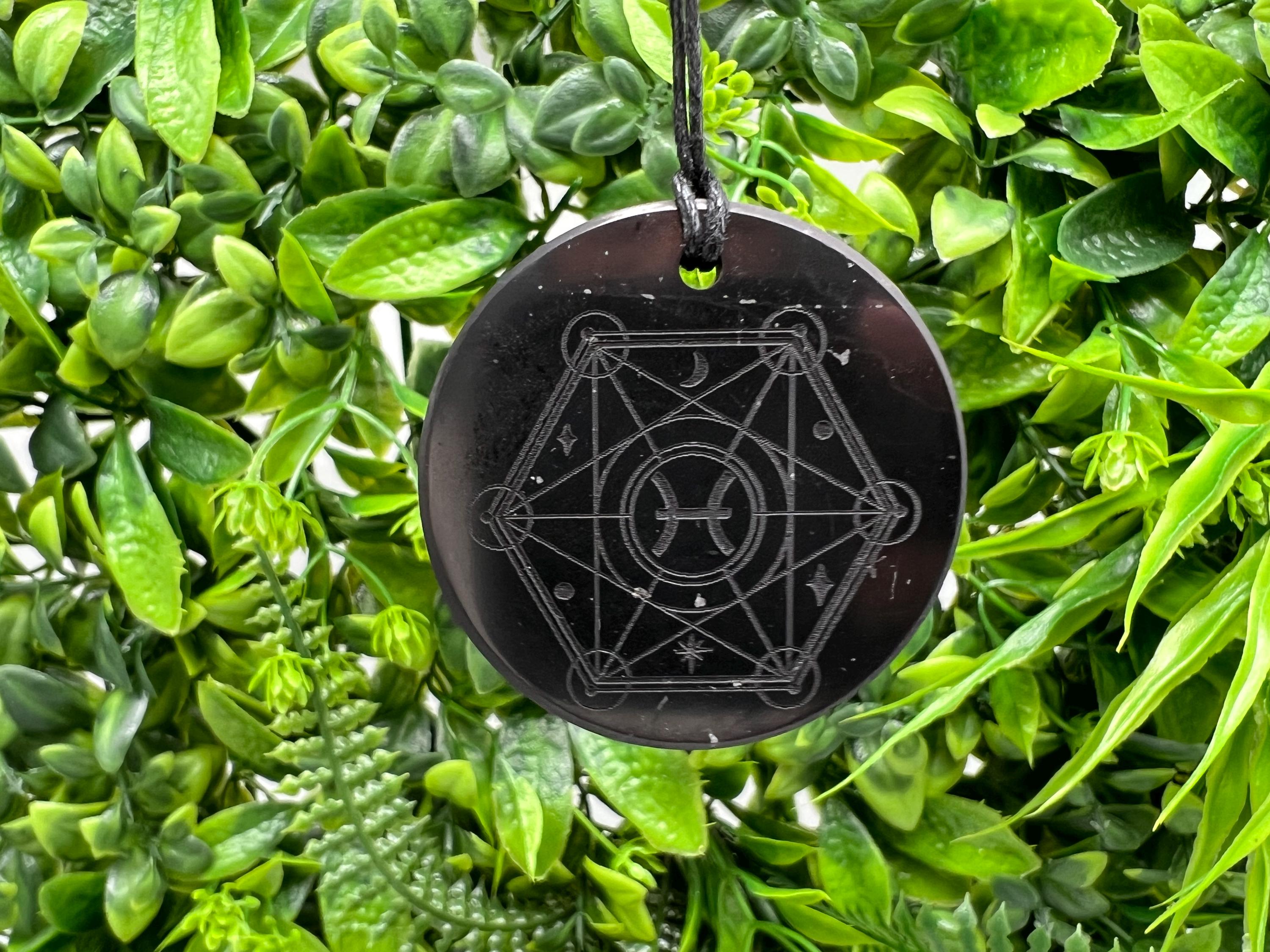 Shungite Pisces Zodiac Pendant Necklace: EMF Protection Healing Stone