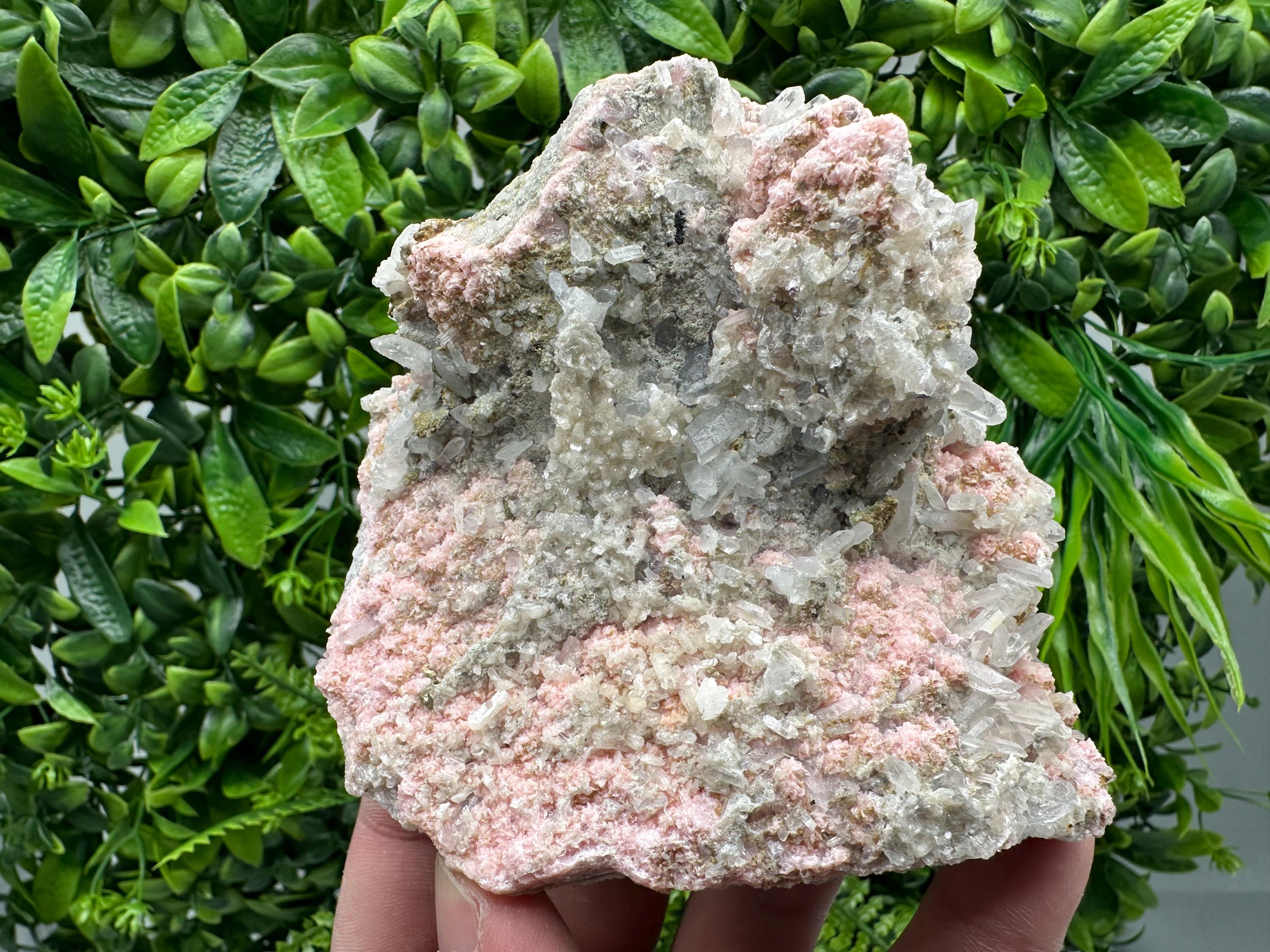 Rhodochrosite on Quartz, Starnica Mine, Bulgaria