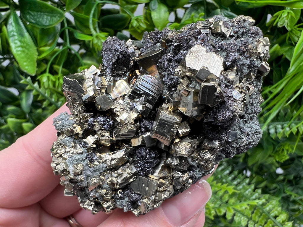 Pyrite on Green Quartz: Bulgaria Mineral Specimen, Home Decor Stone