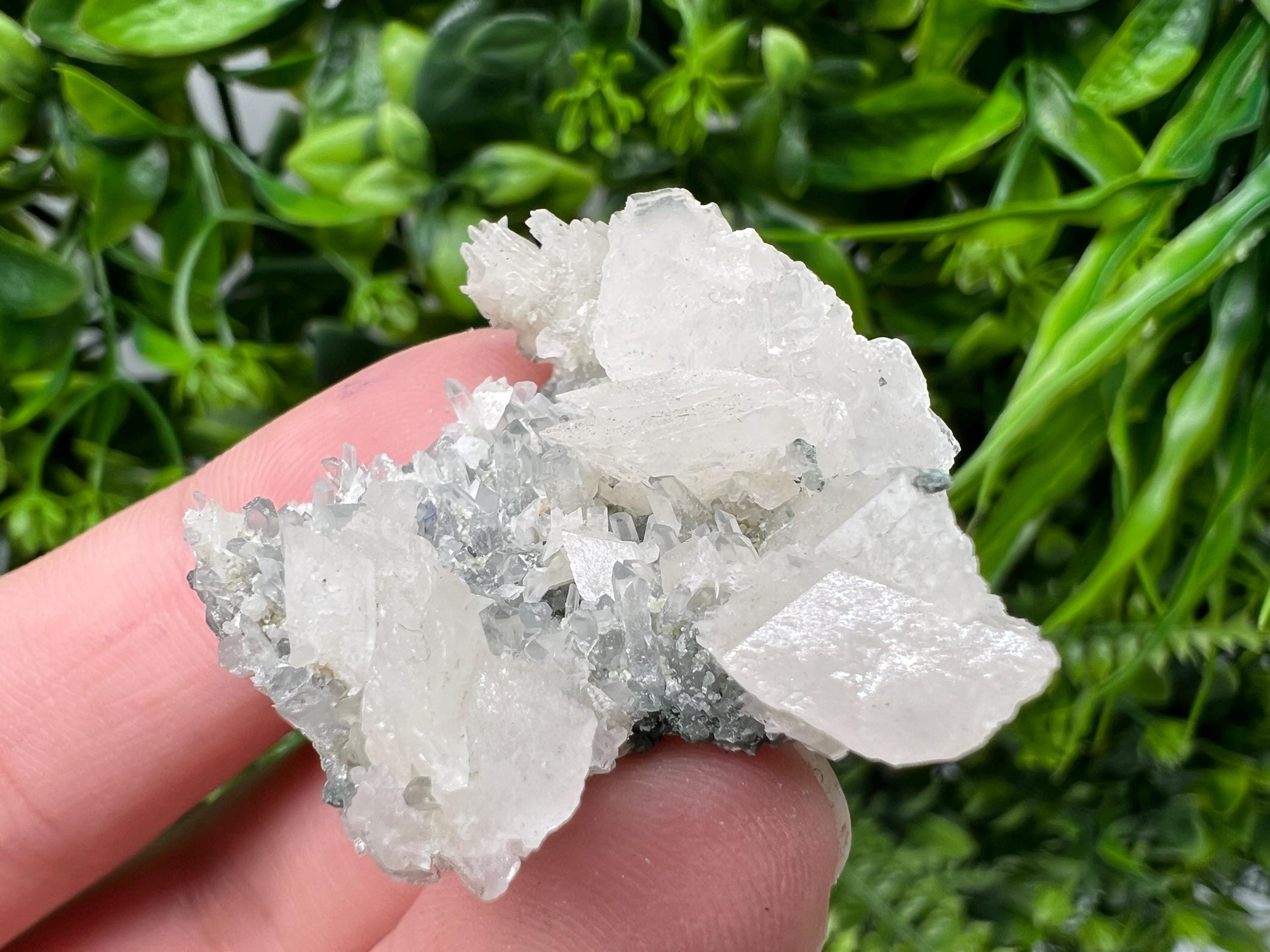 Calcite on Quartz Crystal Cluster - Borieva Mine, Bulgaria
