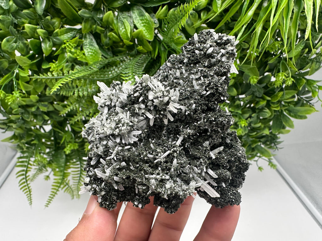 Quartz Crystal with Calcite and Chlorite, Borieva Mine, Bulgaria