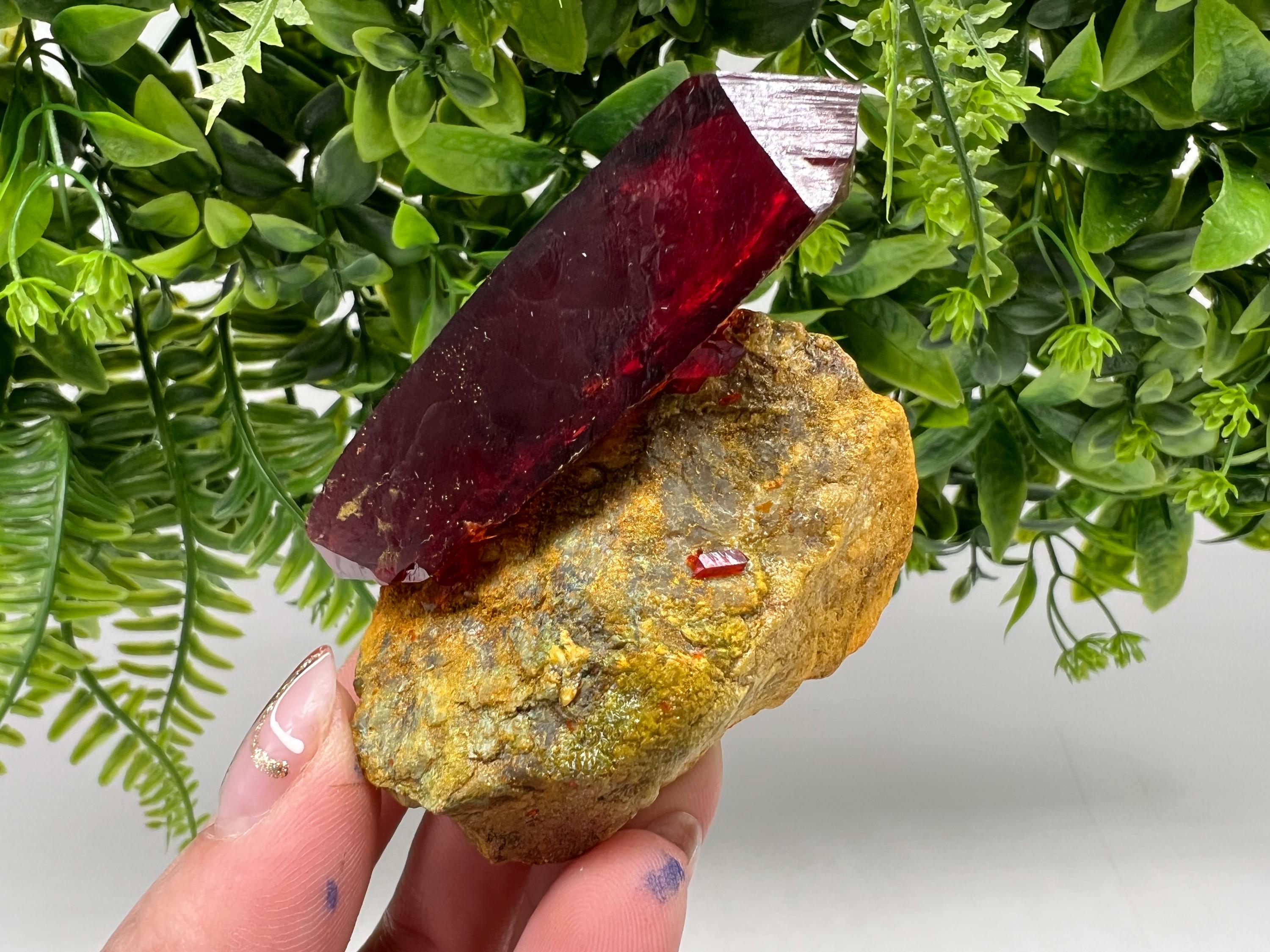 XXL Laboratory Pruskite Ruby Crystal on Matrix