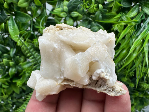 Calcite on Green Quartz: Djurkovo Mine, Bulgaria Crystal