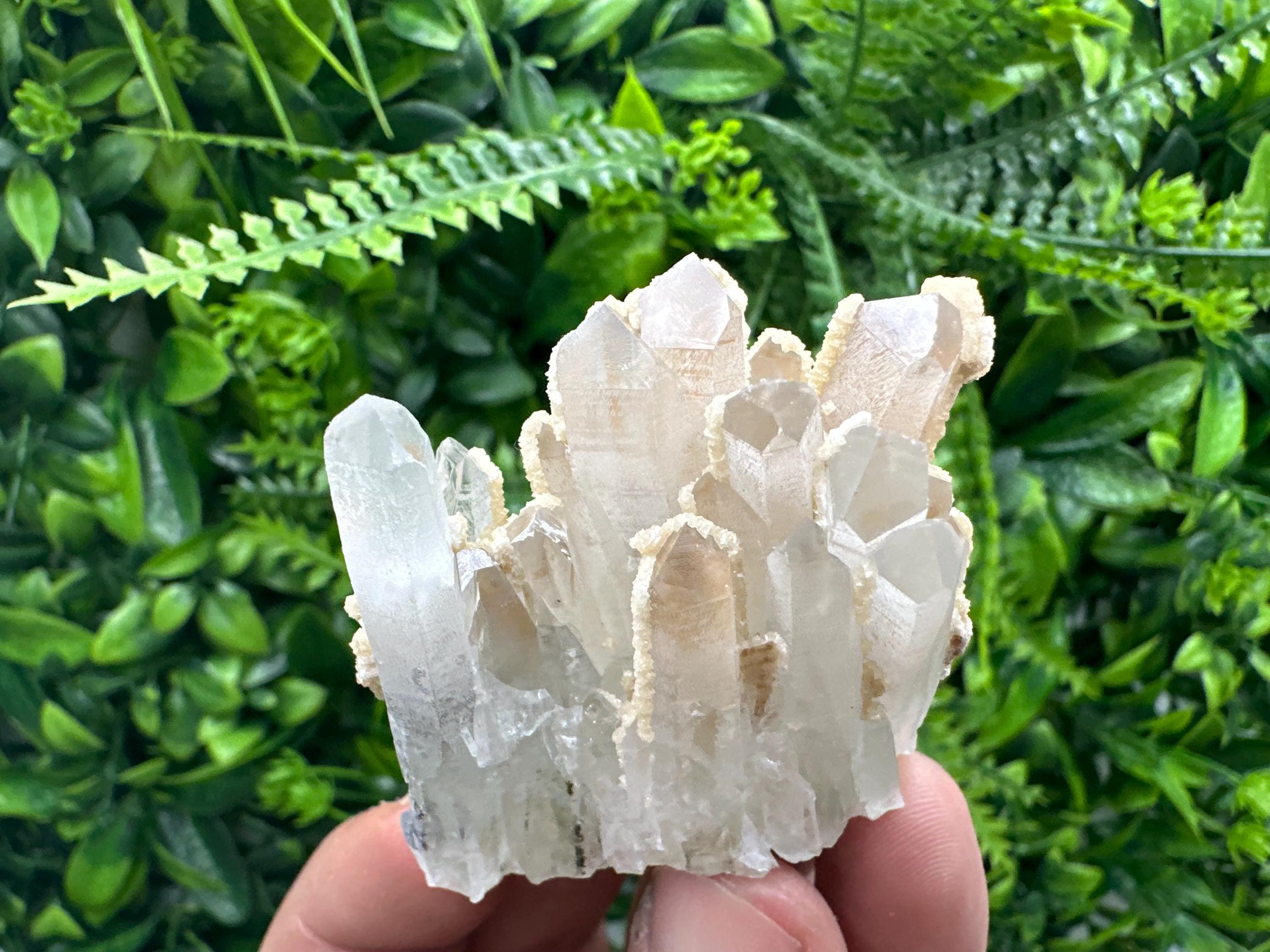Quartz Calcite Mineral Specimen: Transparent Crystal Home Decor