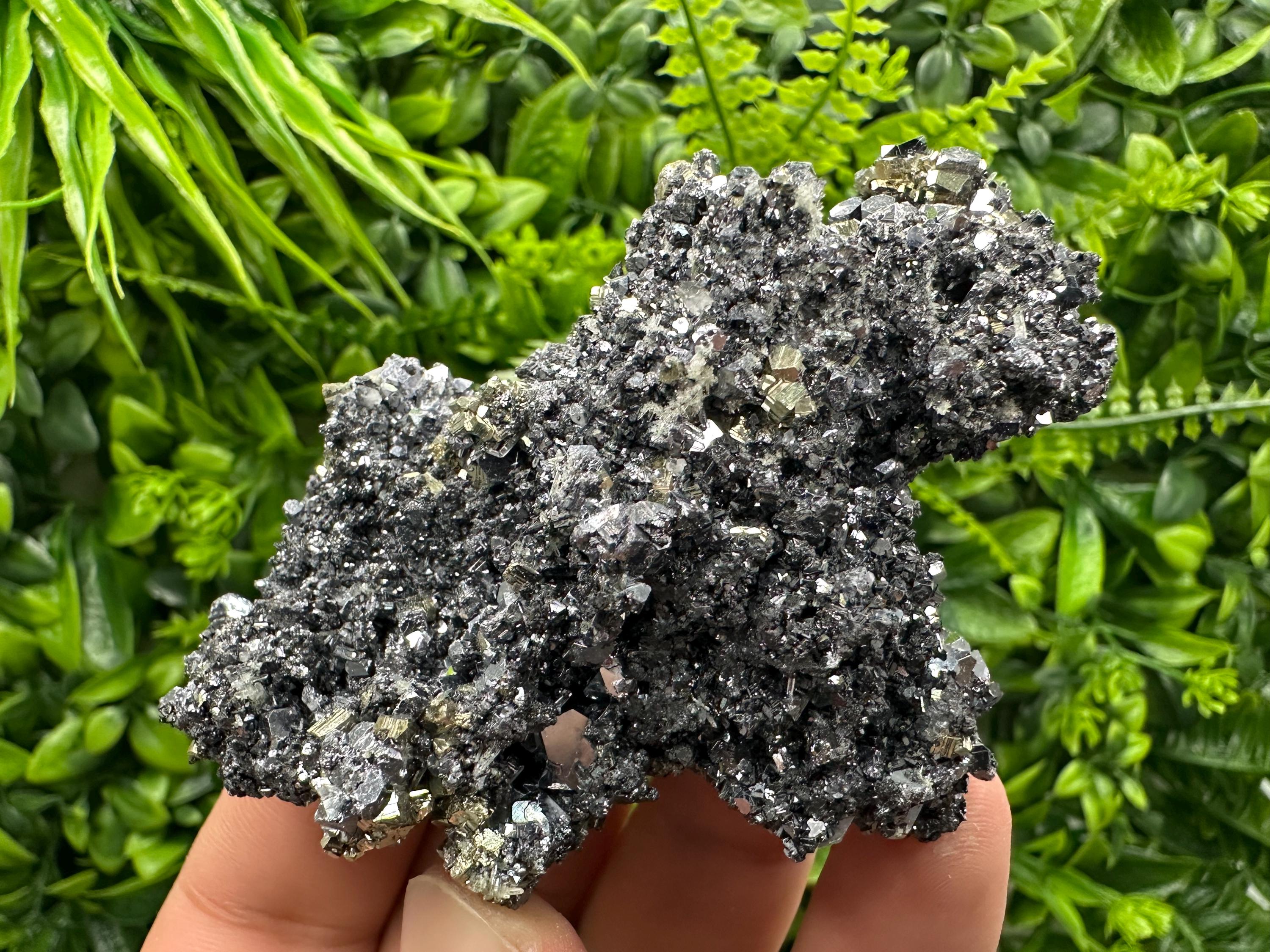 Pyrite on Sphalerite & Quartz, Borieva Mine Mineral Specimen