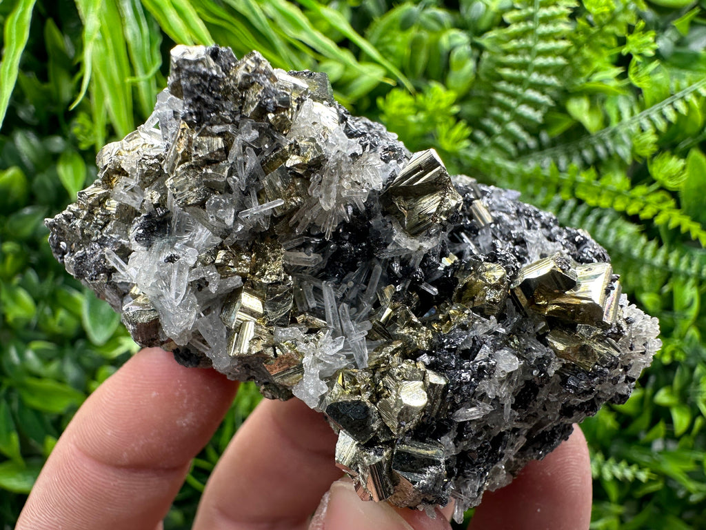 Rainbow Pyrite, Sphalerite and Quartz Mineral Specimen, Borieva Mine