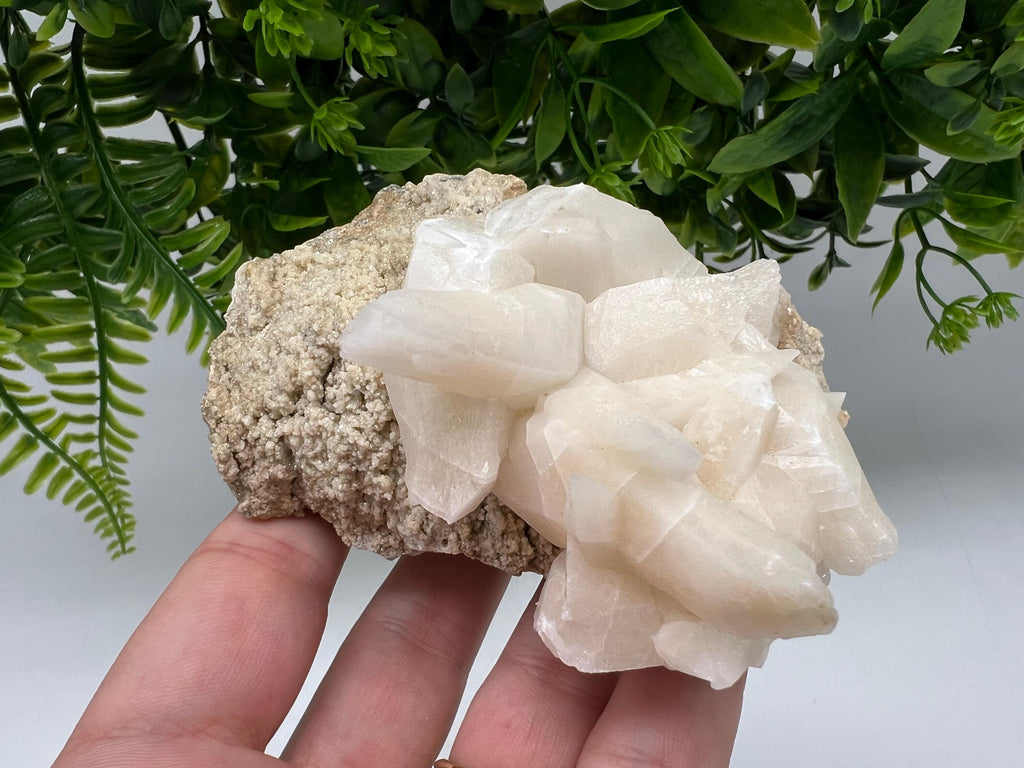 Calcite on Green Quartz: Djurcovo Mine, Bulgaria Healing Crystal