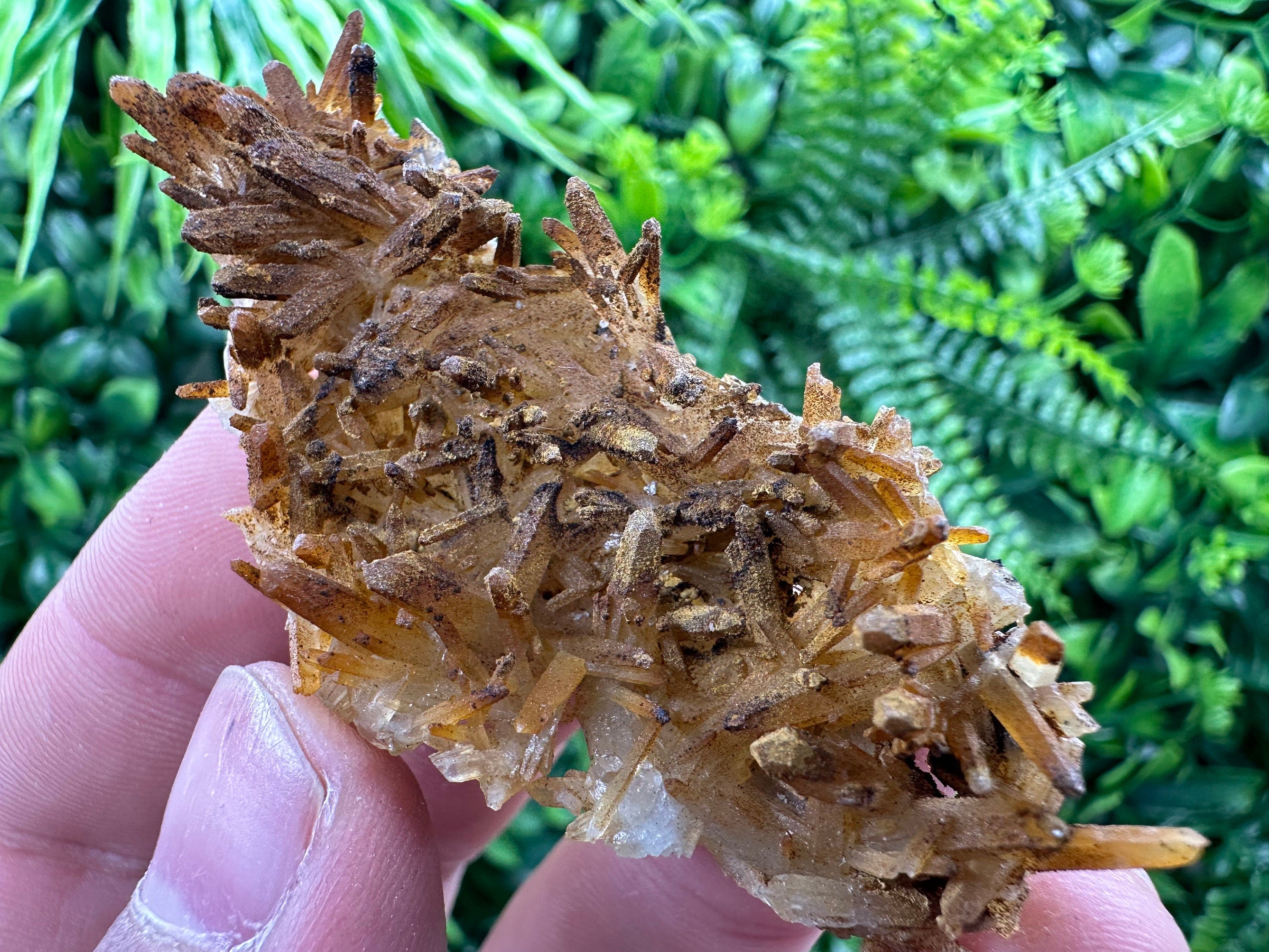Iron Oxide Limonite Coated Quartz Crystal, Natural Mineral Specimen